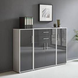 Aktenschrank Office Edition Sw Set 16 Grau - Anthrazit Hochglanz/Grau, MODERN, Holzwerkstoff (172,6/113,6/33cm) - MID.YOU
