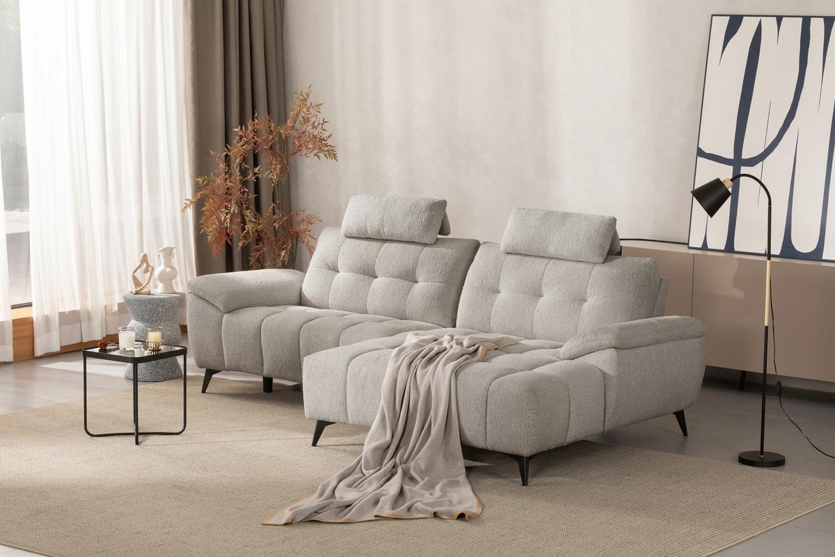 Sedežna Garnitura Venice, Desna - črna/bela, Moderno, kovina/tekstil (268/107/156cm) - Premium Living