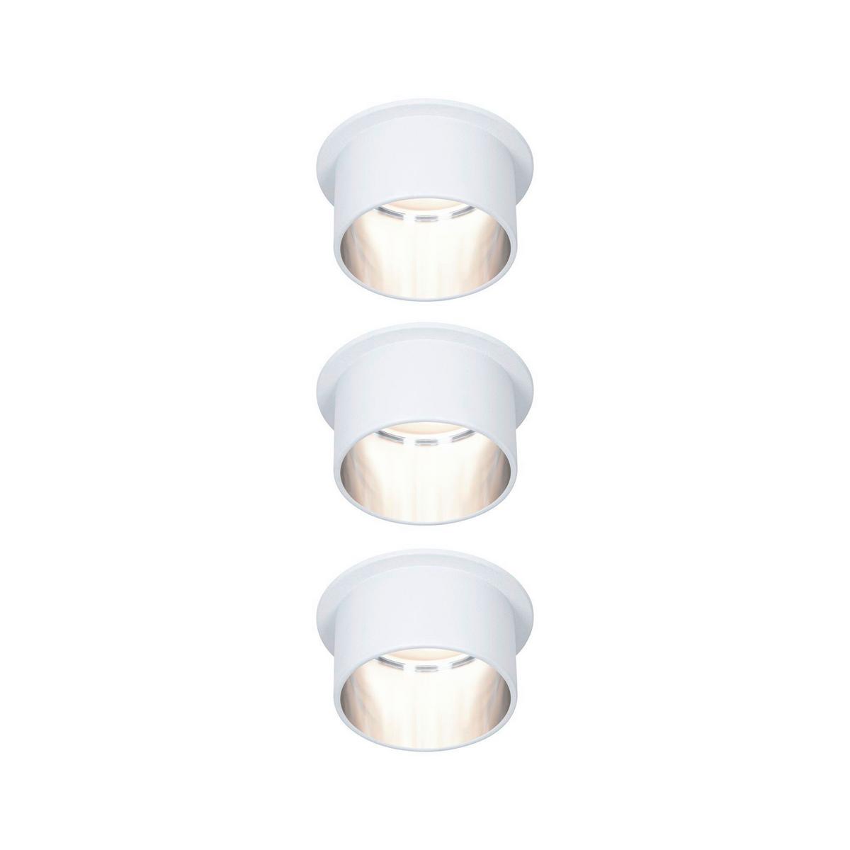 Deckenleuchte Coin Gil max. 6 Watt, 3-teilig - Silberfarben/Weiß, Basics, Metall (6,8cm) - Paulmann