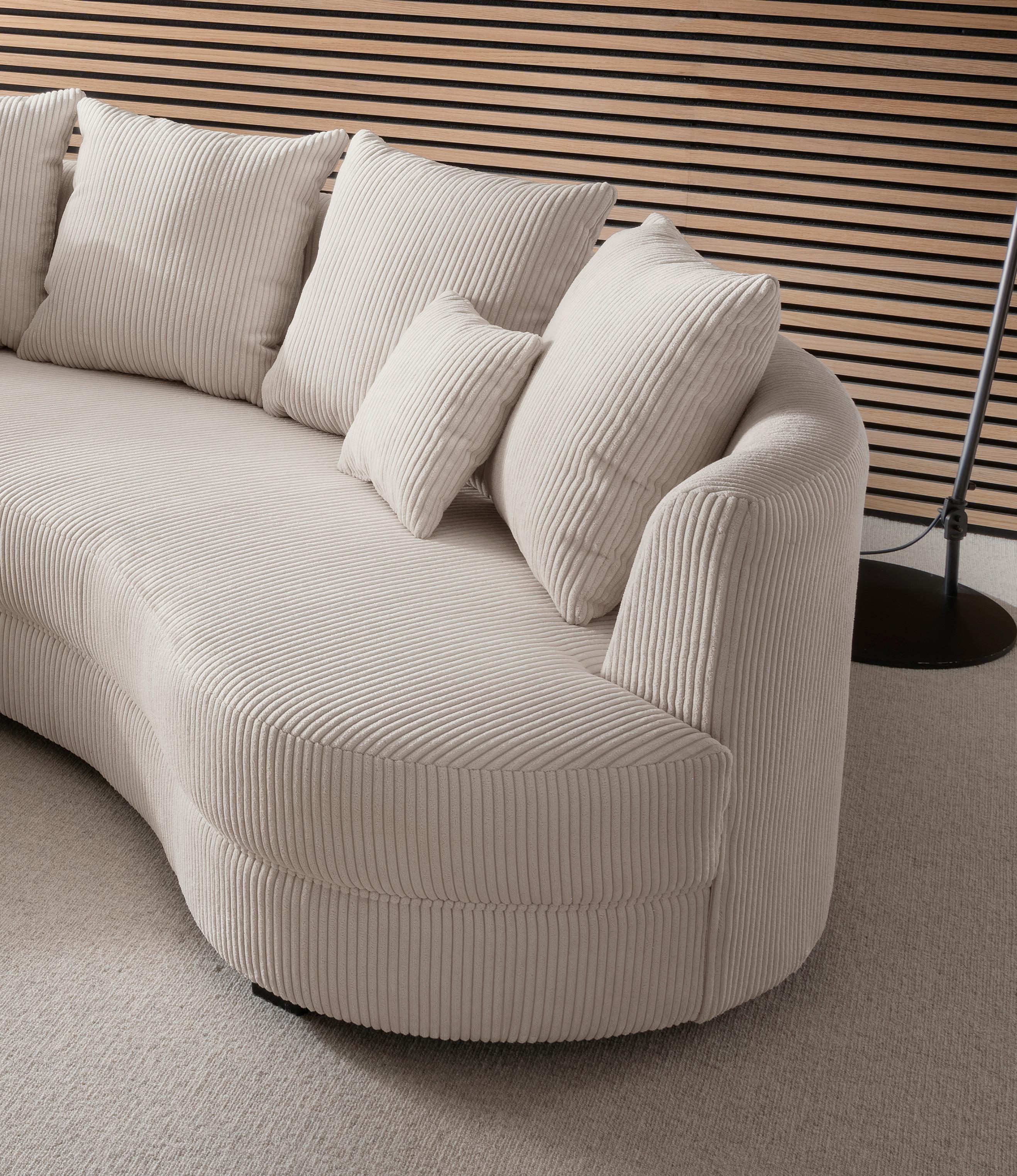 Wohnlandschaft Limoncello Beige Cord - Beige/Schwarz, Design, Kunststoff/Textil (160/300cm) - Livetastic