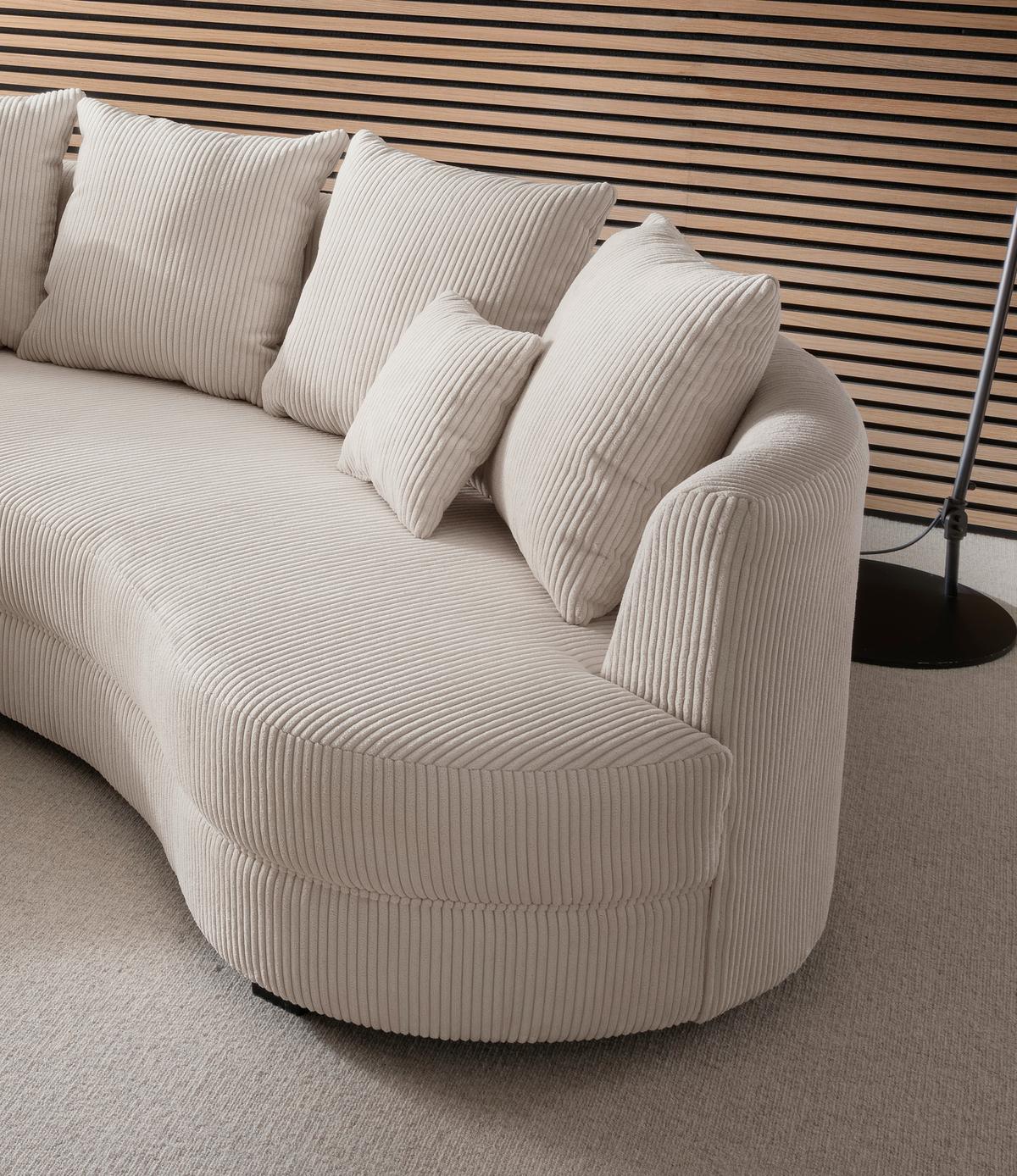Wohnlandschaft Limoncello Beige Cord - Beige/Schwarz, Design, Kunststoff/Textil (160/300cm) - Livetastic