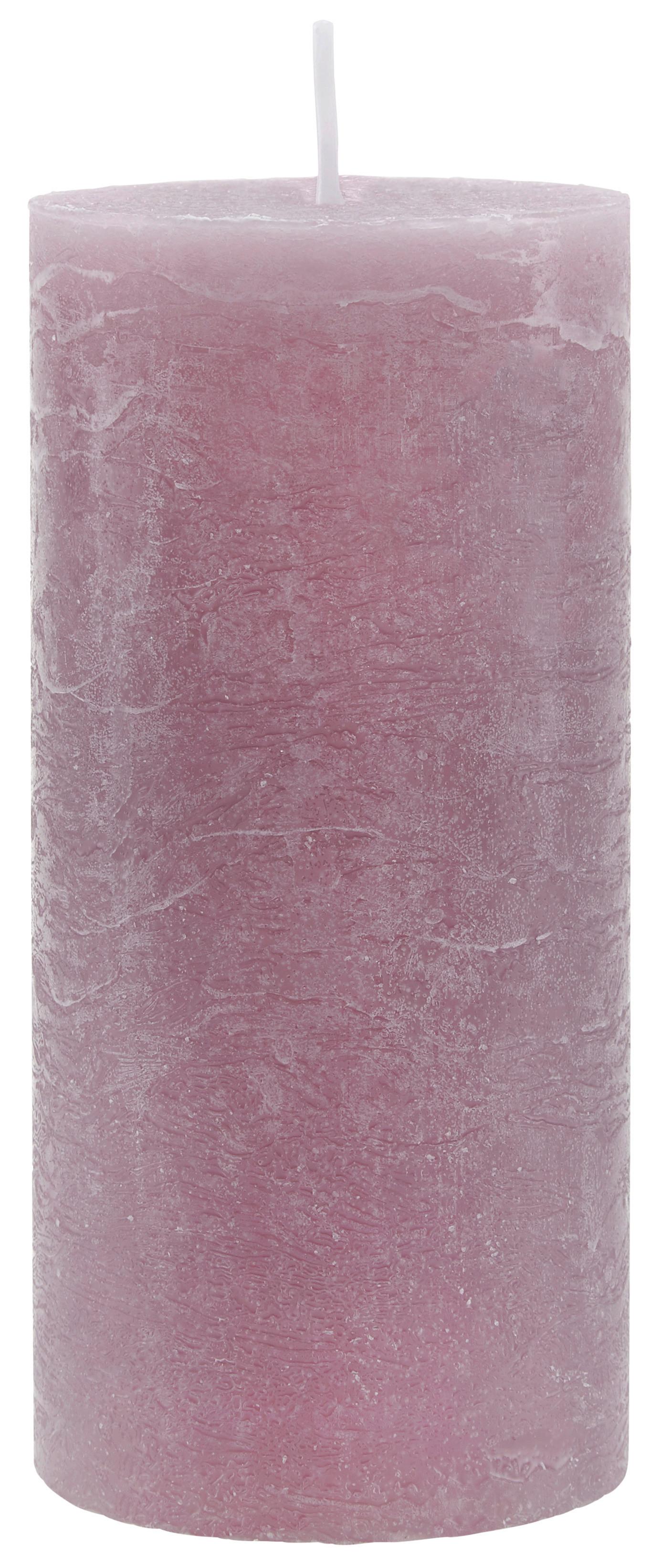 Stumpenkerze Lia in Mauve - Violett, MODERN (6,8/15cm) - Premium Living