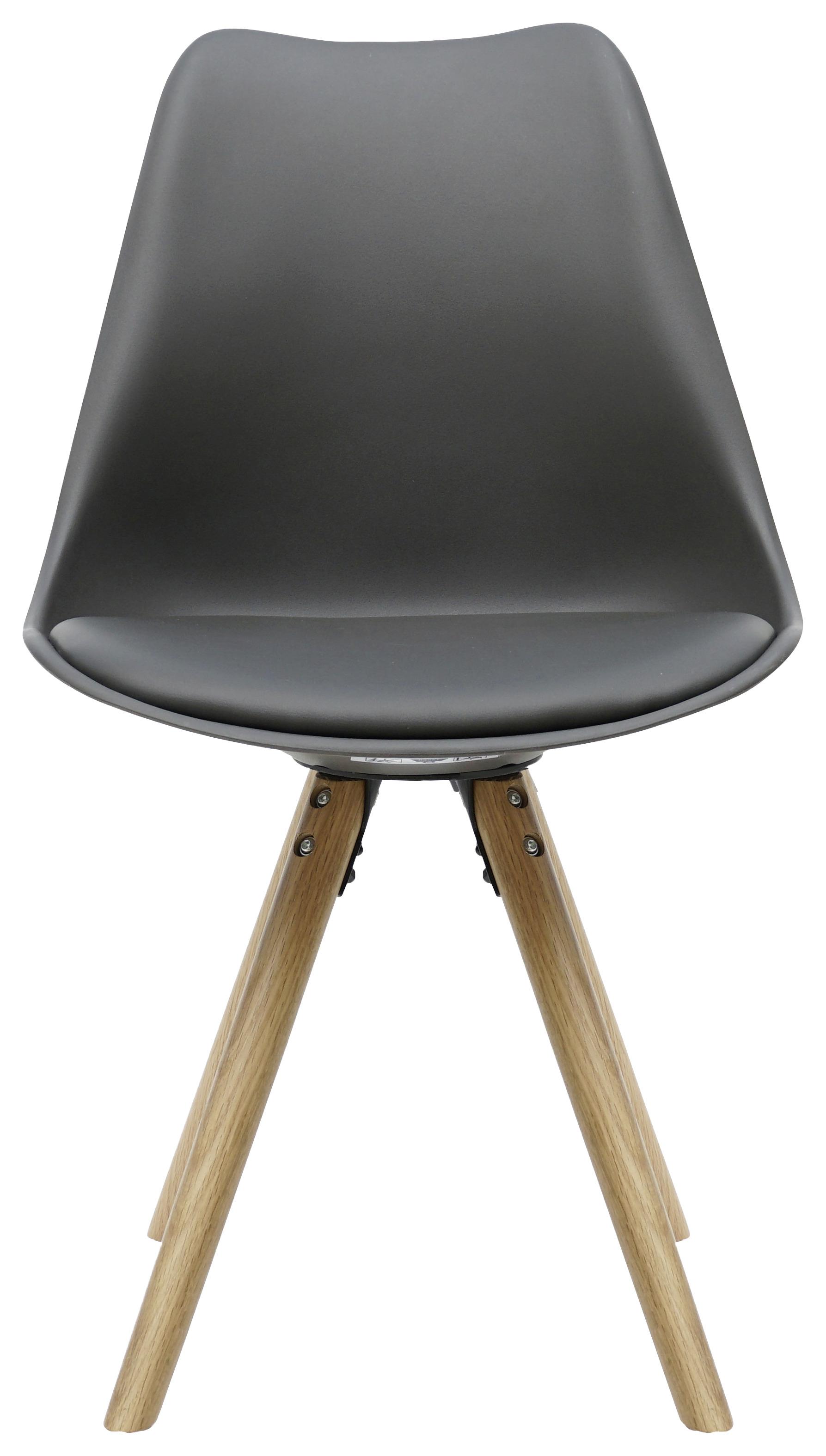 Stol Lilly -Based-, Siva - siva/barve hrasta, Moderno, umetna masa/les (48/81/57cm) - Based