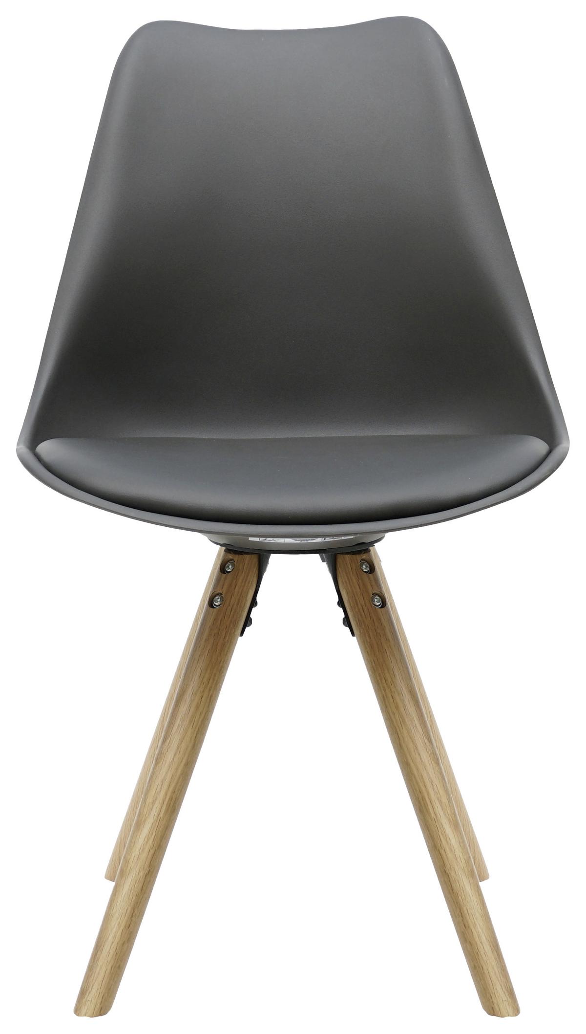 Stol Lilly -Based-, Siva - siva/barve hrasta, Moderno, umetna masa/les (48/81/57cm) - Based