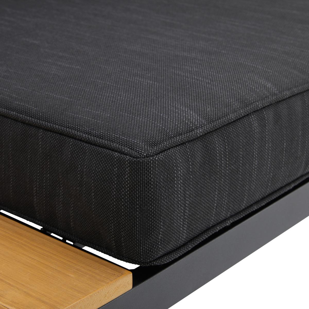 Loungegarnitur-Set Arianna Schwarz Metall/Outdoorstoff - Schwarz, MODERN, Kunststoff/Textil (146/76/75cm) - Bessagi Garden