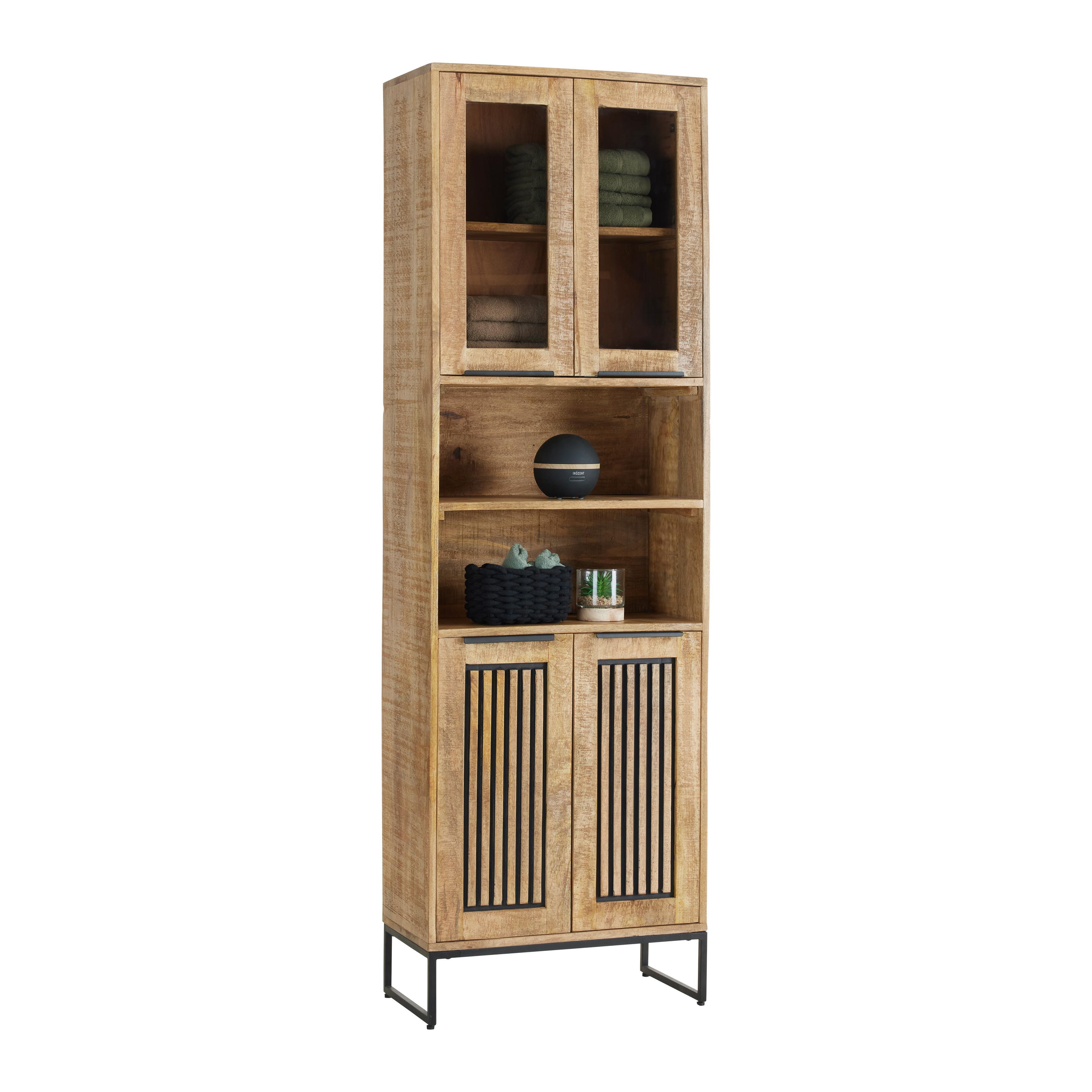 Hochschrank Everest Naturfarben/Schwarz - Schwarz/Naturfarben, Natur, Holz/Metall (60/190/32cm) - Mömax