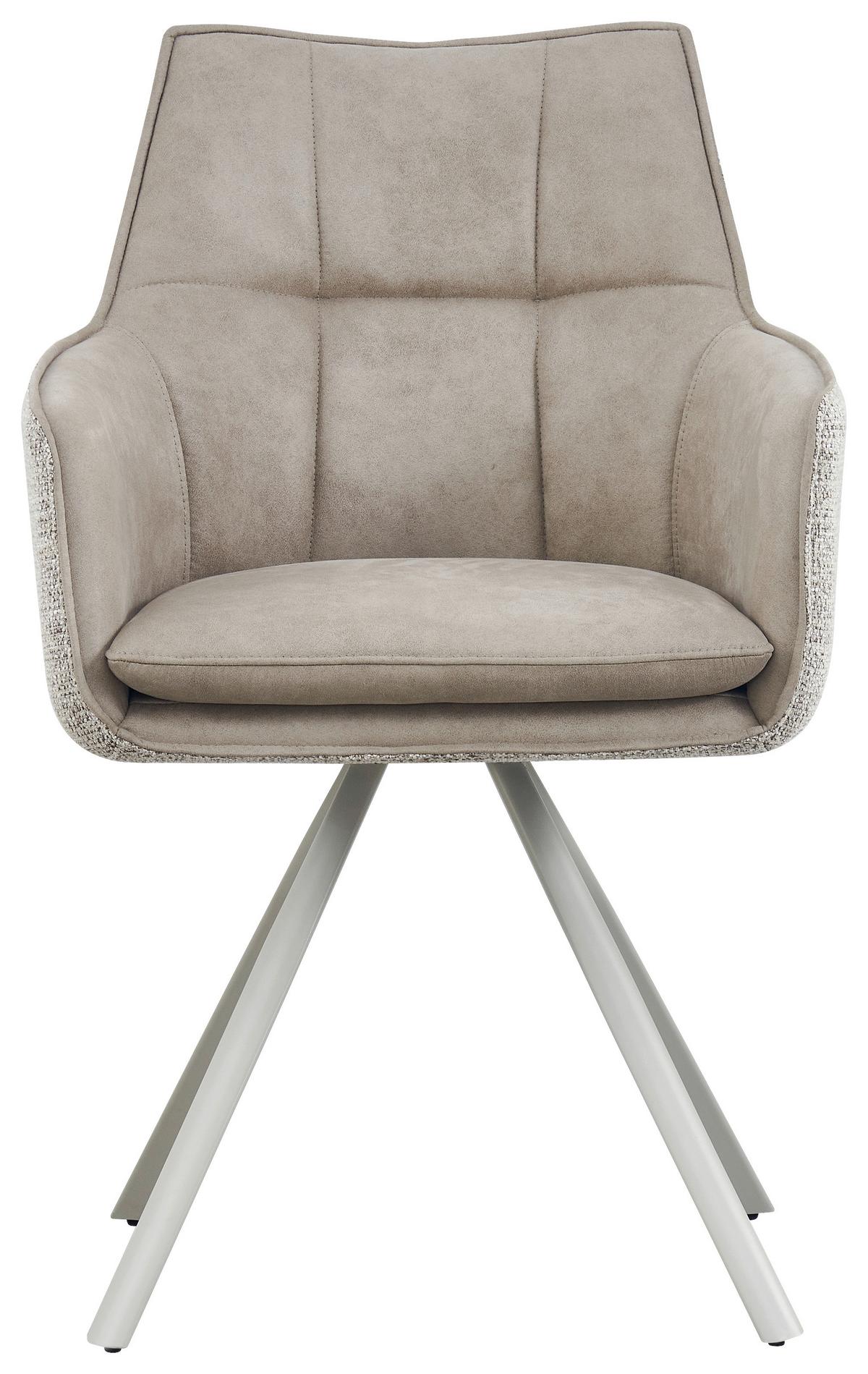 Armlehnstuhl Marian Beige ca. 56x89x61cm - Beige/Grau, Design, Holz/Textil (56/89/61cm) - Mömax