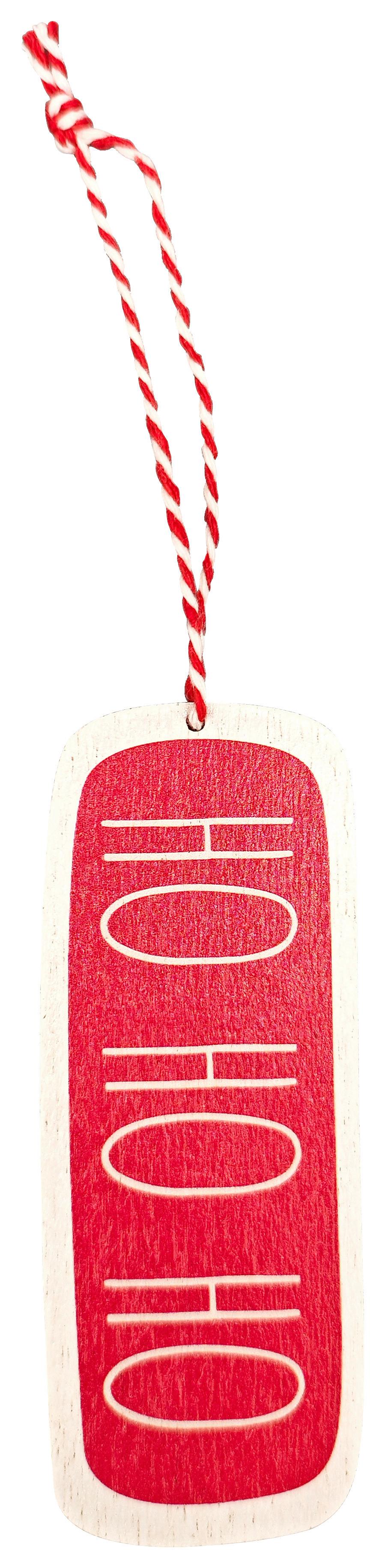 Dekohänger Christmas Rot/Weiss - Weiss/Rot, Konventionell, Holzwerkstoff/Textil (4,5/11/0,2cm) - Mömax