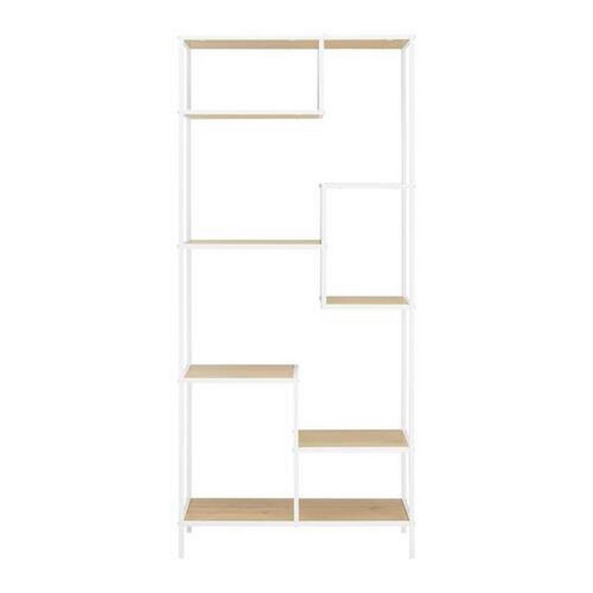 Regal Fiona Kieferfarben/ Weiß MDF - Weiß/Kieferfarben, MODERN, Holzwerkstoff/Metall (80/180/35cm) - Bessagi Home