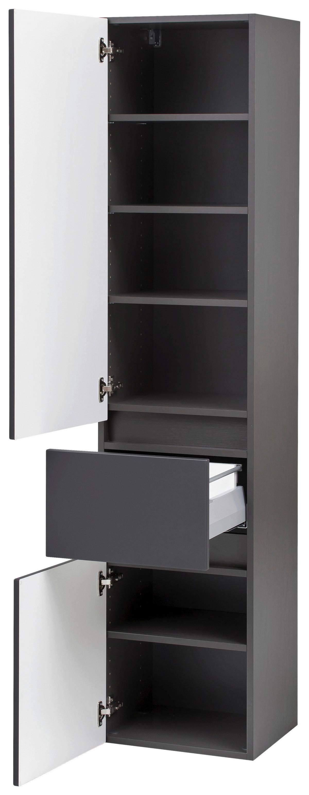 Hochschrank Kopenhagen B: 40 cm Graphitfarben - Silberfarben/Grau, KONVENTIONELL, Holzwerkstoff/Kunststoff (40/180/35cm) - Held