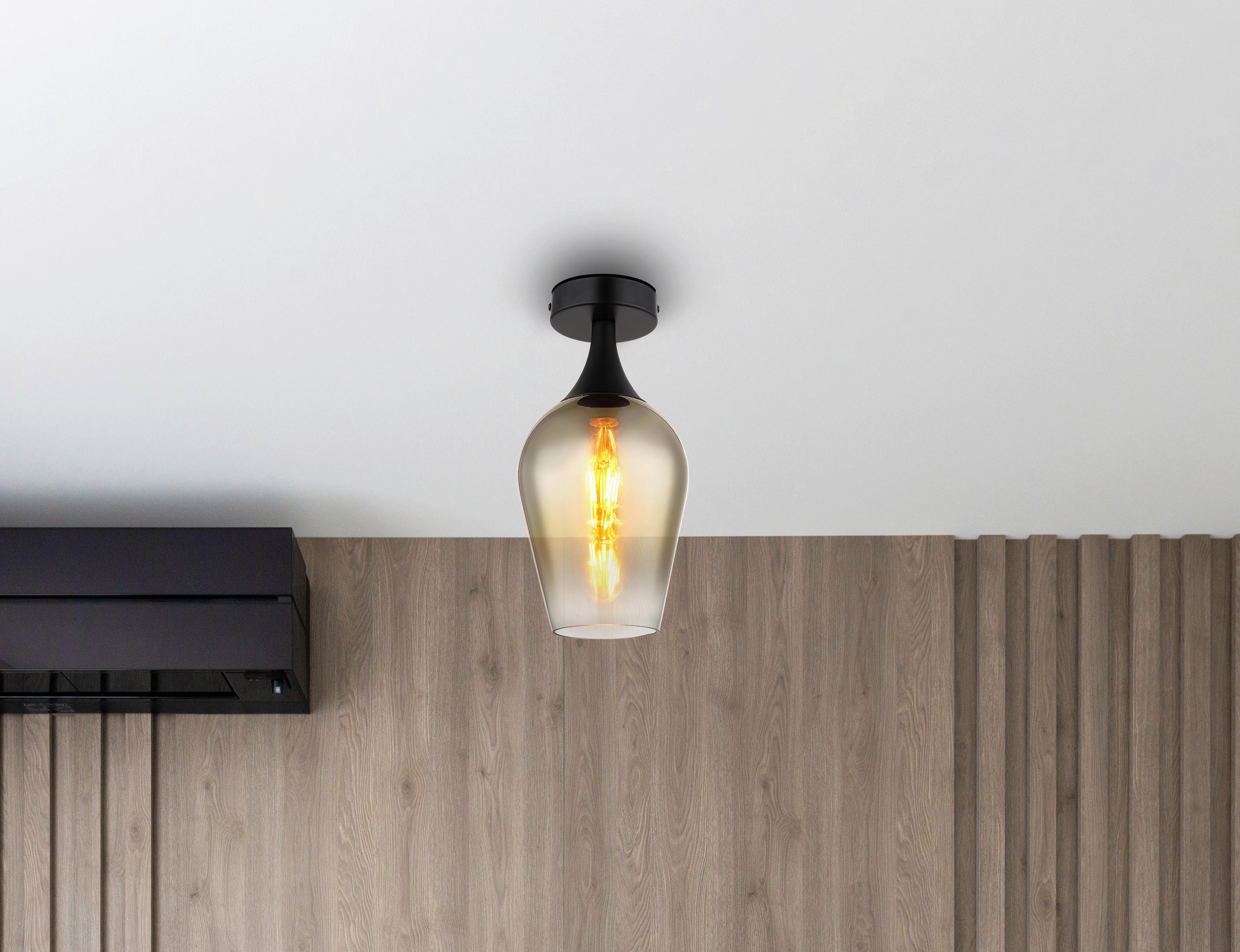 Deckenleuchte Lavus Schwarz/Goldfarben max. 40Watt - Klar/Goldfarben, Design, Glas/Metall (15/30cm) - Globo