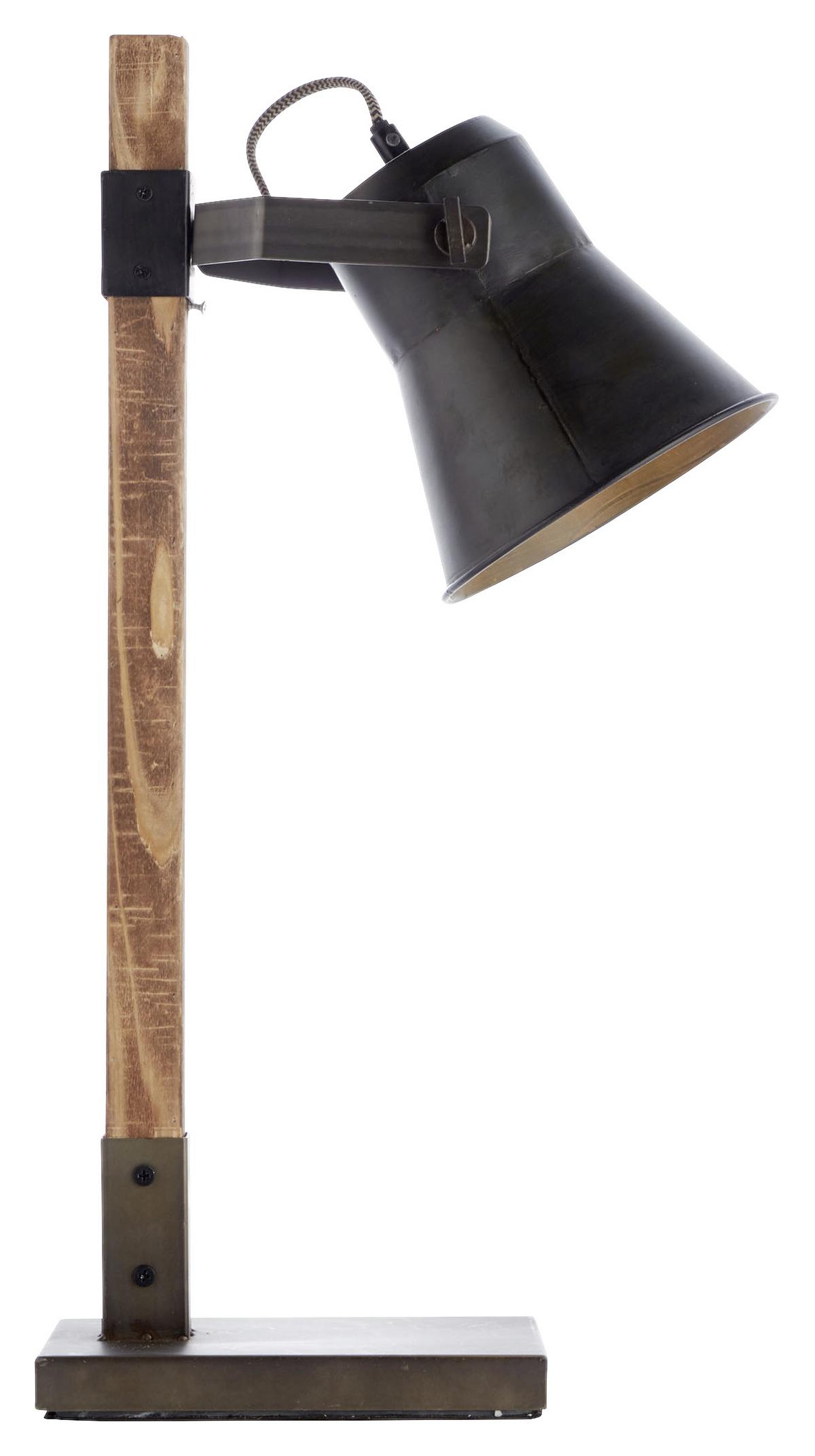 Tischleuchte Plow Schwarz max. 10 Watt - Schwarz, Natur, Holz/Metall (16/55cm) - Brilliant