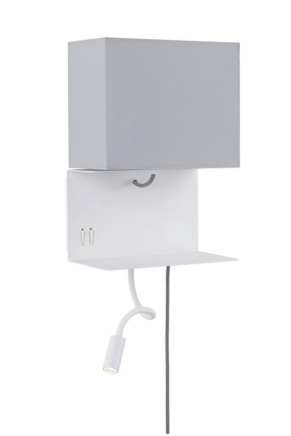 Wandleuchte Merani in Grau/Weiß max. 40 Watt - Weiß/Grau, LIFESTYLE, Textil/Metall (25/35,5cm) - Paulmann