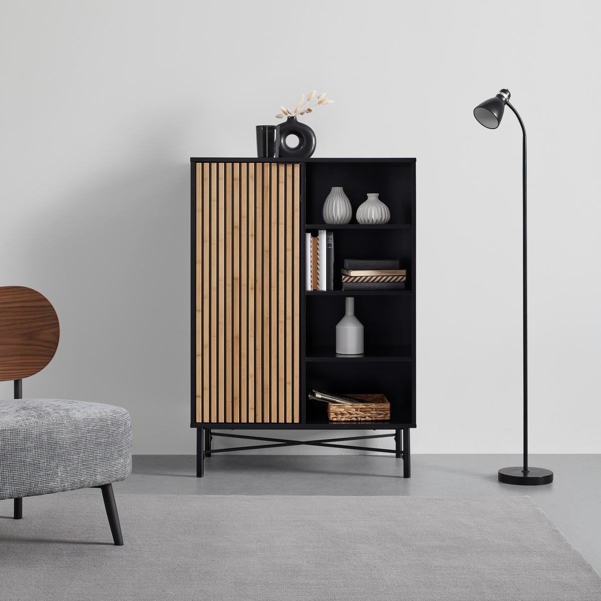 Kommode Madrid Natur/Schwarz Echtholz - Schwarz/Naturfarben, MODERN, Holz/Holzwerkstoff (80/114/40cm) - Mömax