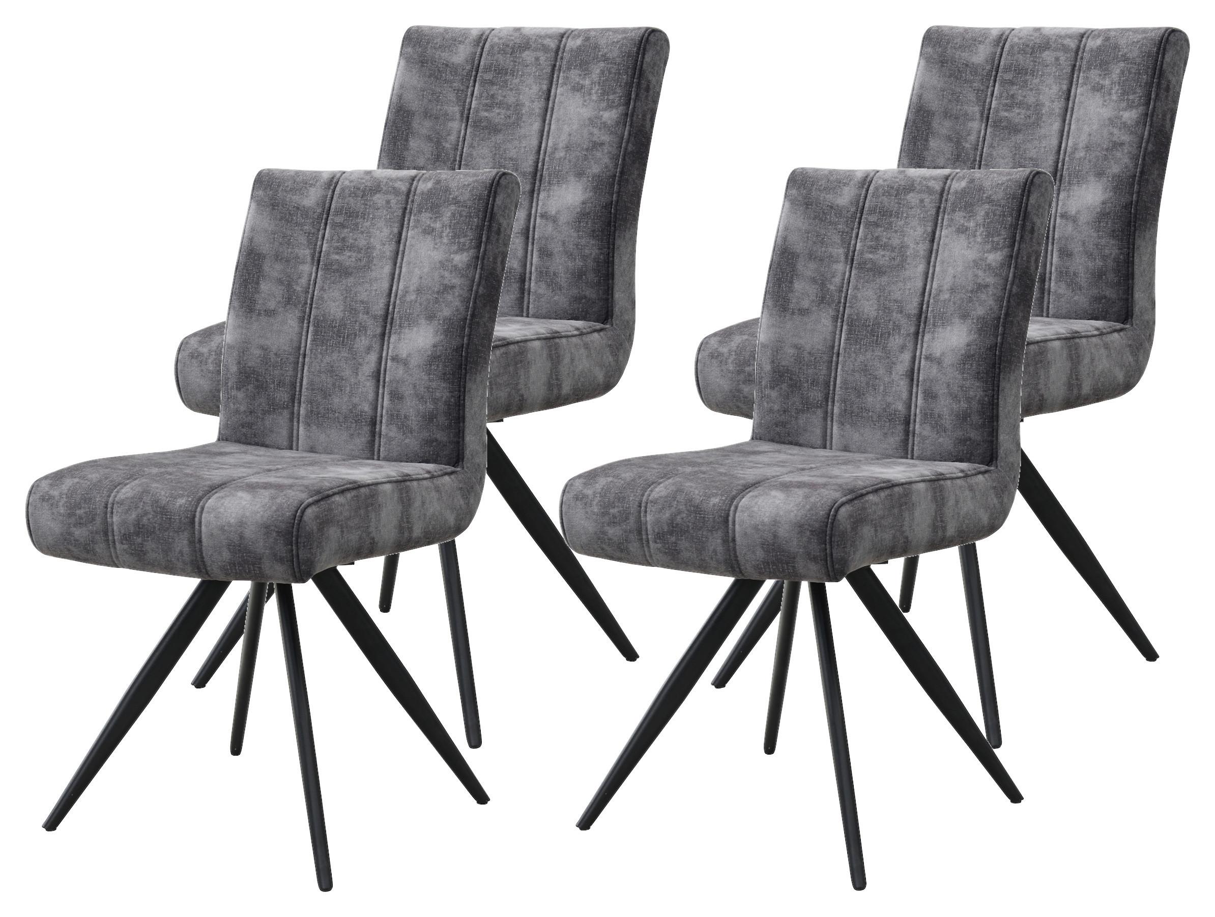 STUHL-SET PORTO S 4ER-SET - Anthrazit/Schwarz, MODERN, Textil/Metall (44/89/67cm) - P & B