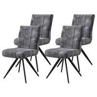STUHL-SET PORTO S 4ER-SET - Anthrazit/Schwarz, MODERN, Textil/Metall (44/89/67cm) - P & B