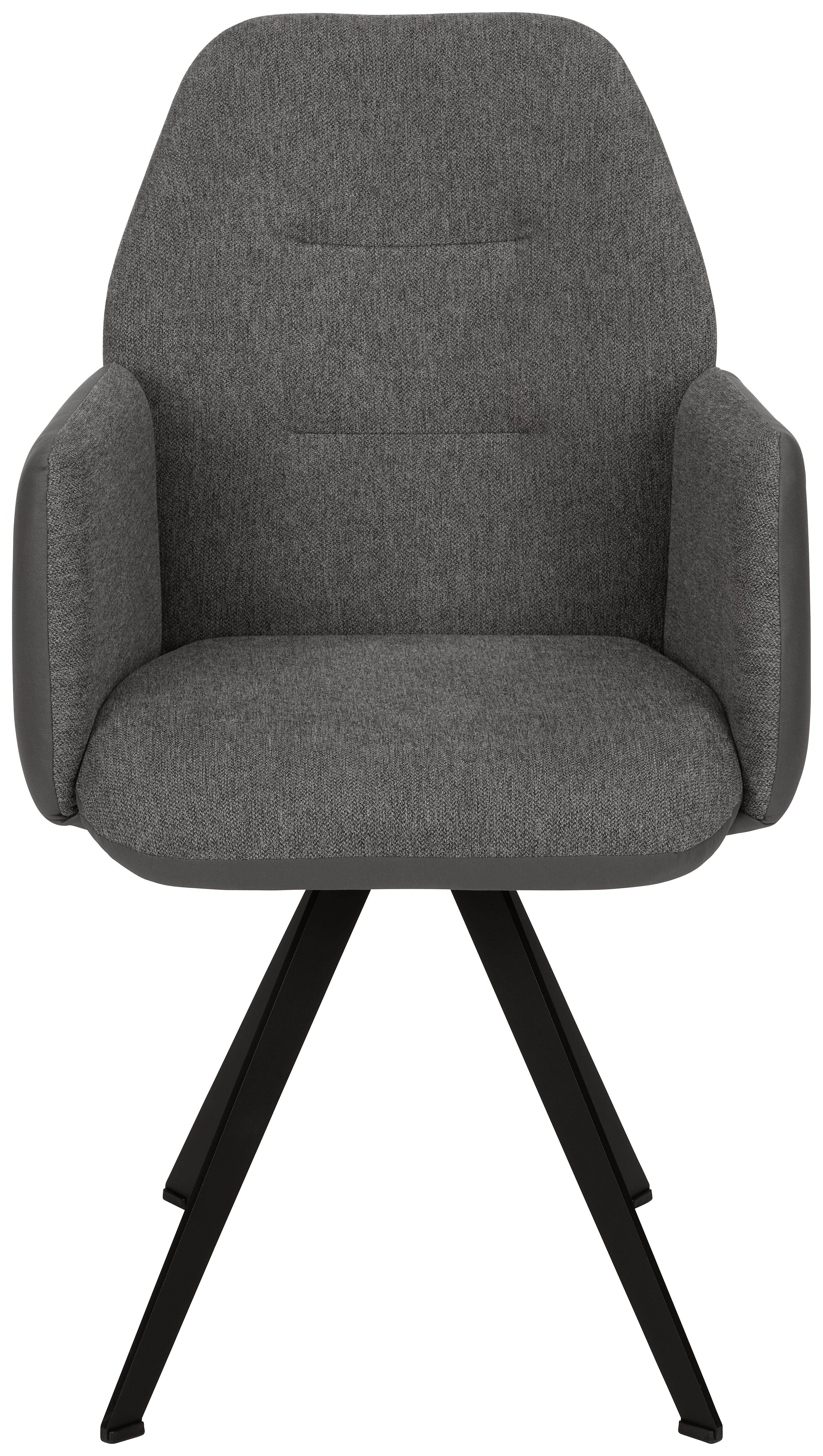 Armlehnstuhl in Dunkelgrau - Dunkelgrau/Schwarz, Modern, Textil/Metall (57/96,5/63cm) - Premium Living
