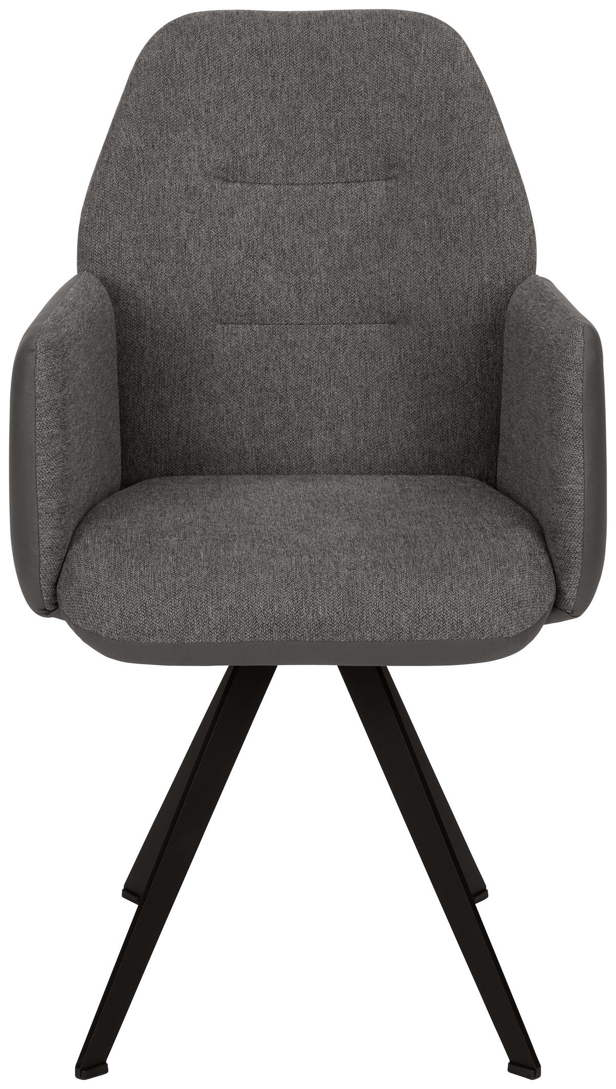 Armlehnstuhl in Dunkelgrau - Dunkelgrau/Schwarz, Modern, Textil/Metall (57/96,5/63cm) - Premium Living