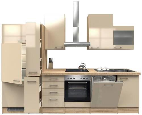 Kuhinjski Blok Z Aparati Nepal, Kašmir, Barva Hrasta - barve nerjavečega jekla/kašmir, Moderno, kovina/leseni material (310cm) - FlexWell