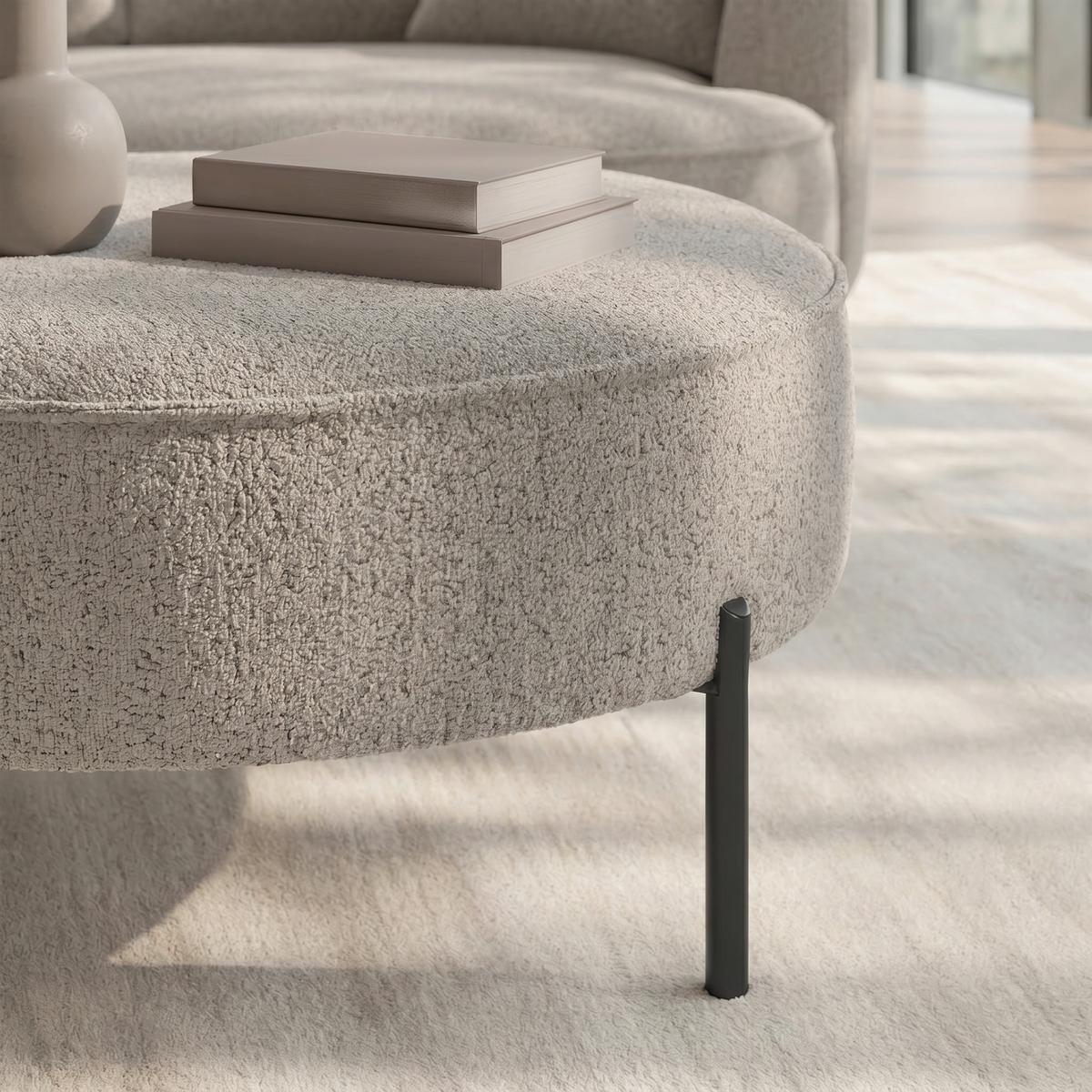 Wohnlandschaft Nilas Beige Webstoff - Beige/Schwarz, Modern, Holz/Textil (322/154cm) - Bessagi Home