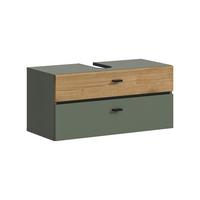 Waschbeckenunterschrank Aqua Grün/Eichefarben - Eichefarben/Schwarz, Trend, Holzwerkstoff/Kunststoff (75/35/35cm) - MID.YOU