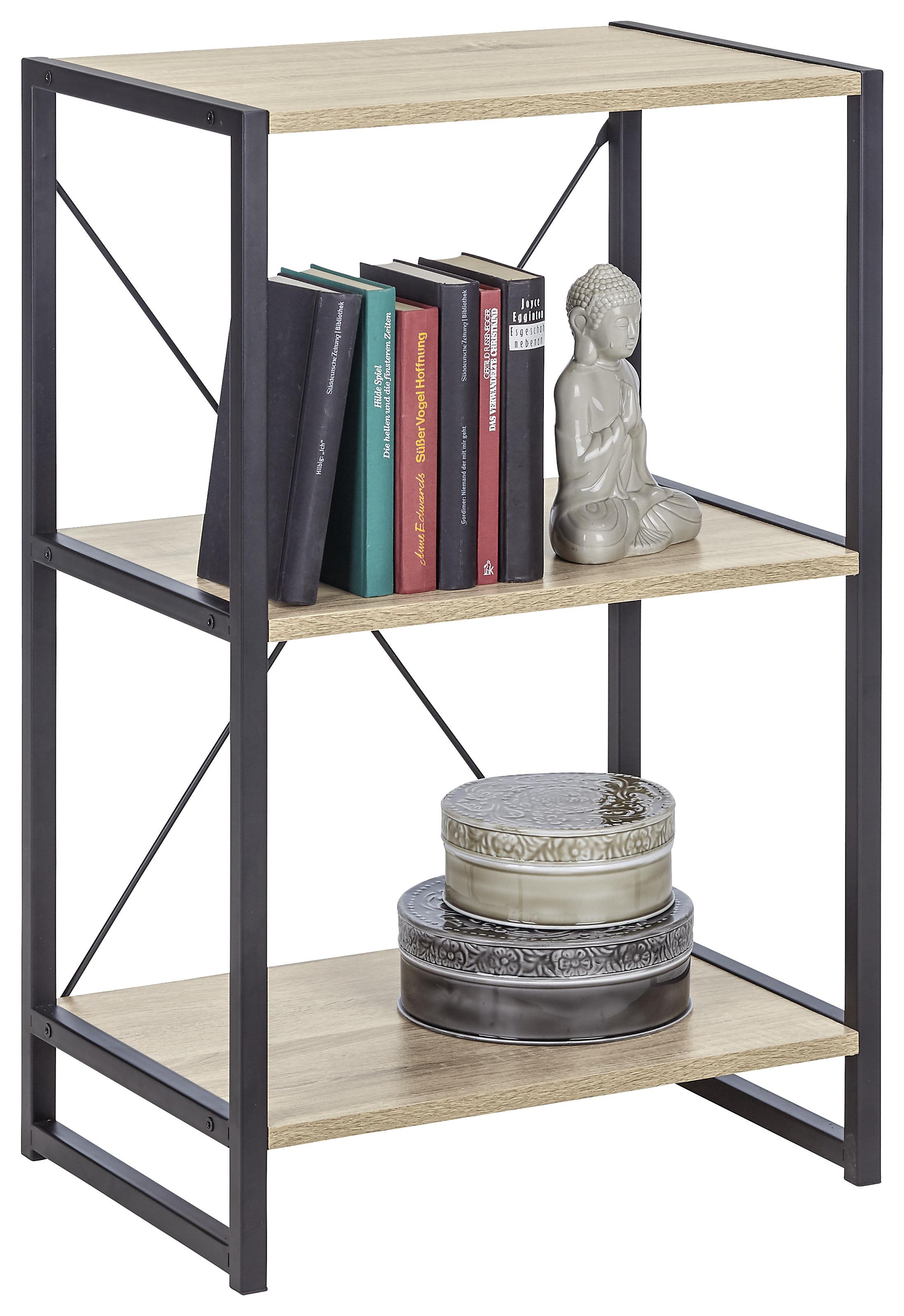 Regal Schwarz/Sonoma Eiche - Schwarz/Sonoma Eiche, Modern, Holzwerkstoff/Metall (50/79,2/35cm) - Modern Living