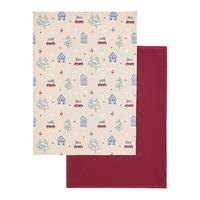 Geschirrtuch-Set Home Rot/Beige 2er Set - Beige/Rot, KONVENTIONELL, Textil (50/70cm) - Mömax