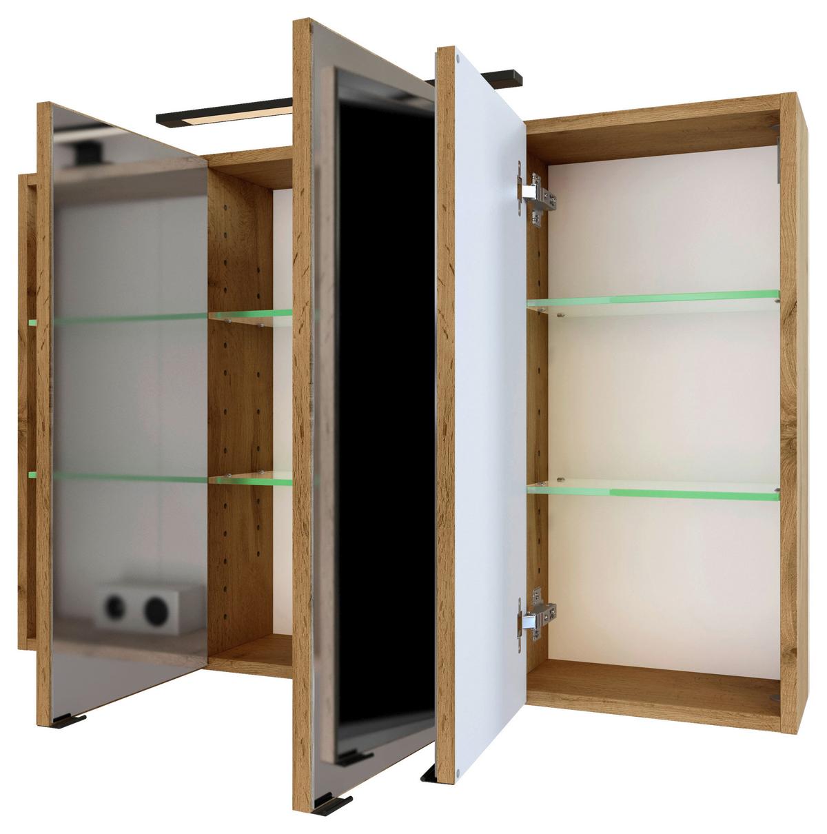 Badezimmer Manchester 2-tlg. ca. 100 cm Weiß - Eichefarben/Weiß, MODERN, Keramik/Holzwerkstoff (100cm) - Held