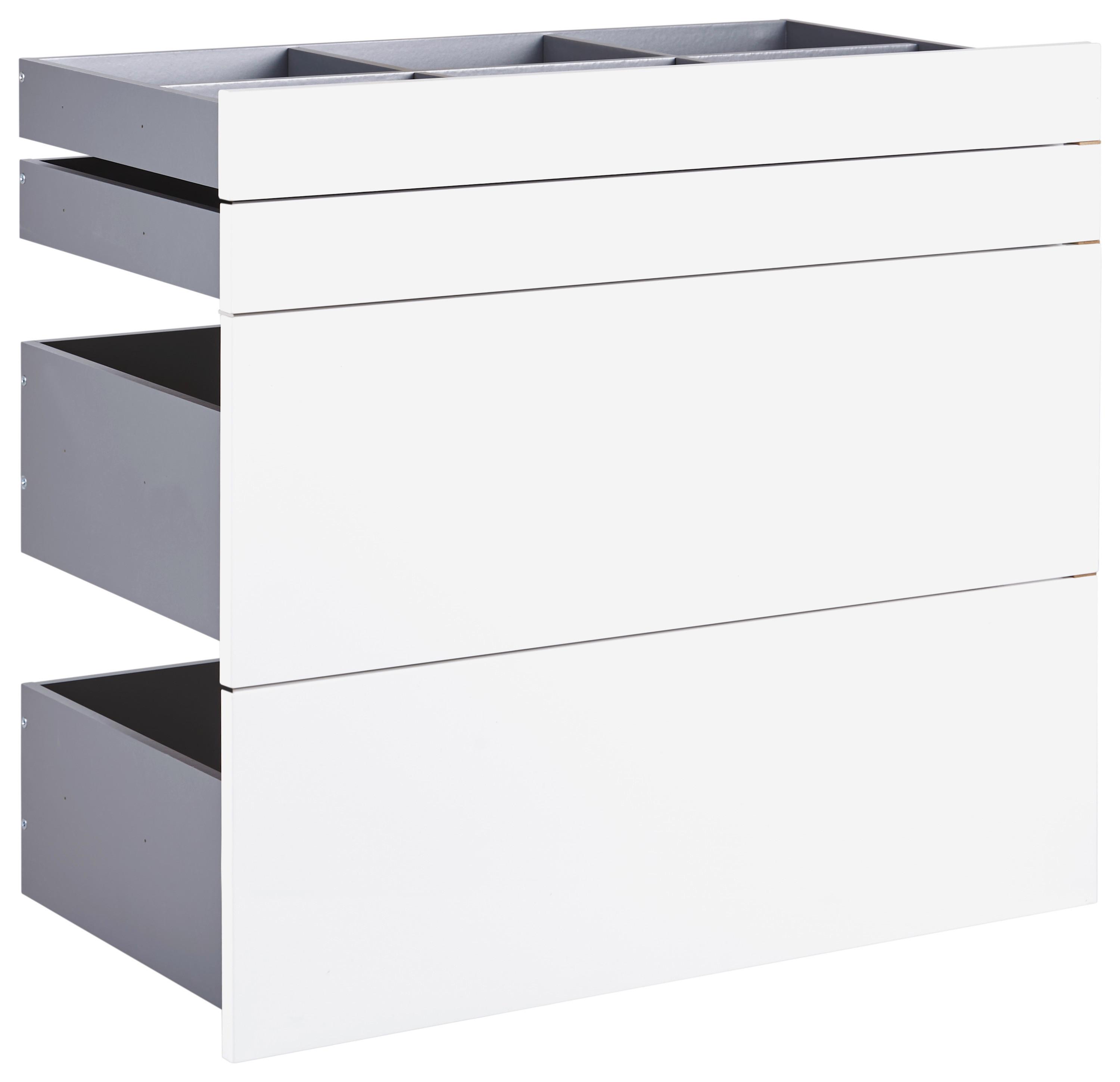 Fiók Szett Unit - magasfényű fehér, Modern, faalapú anyag (91/83/47cm) - Based