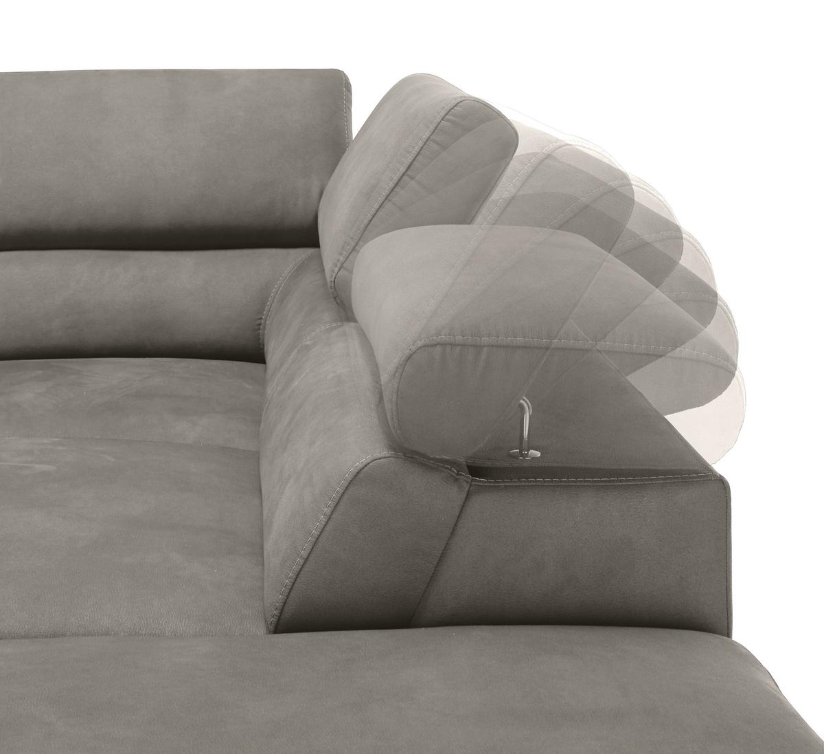 Ecksofa Carmen Grau mit Bettfunktion - Chromfarben/Silberfarben, Konventionell, Holz/Textil (292/93/226cm) - Zandiara