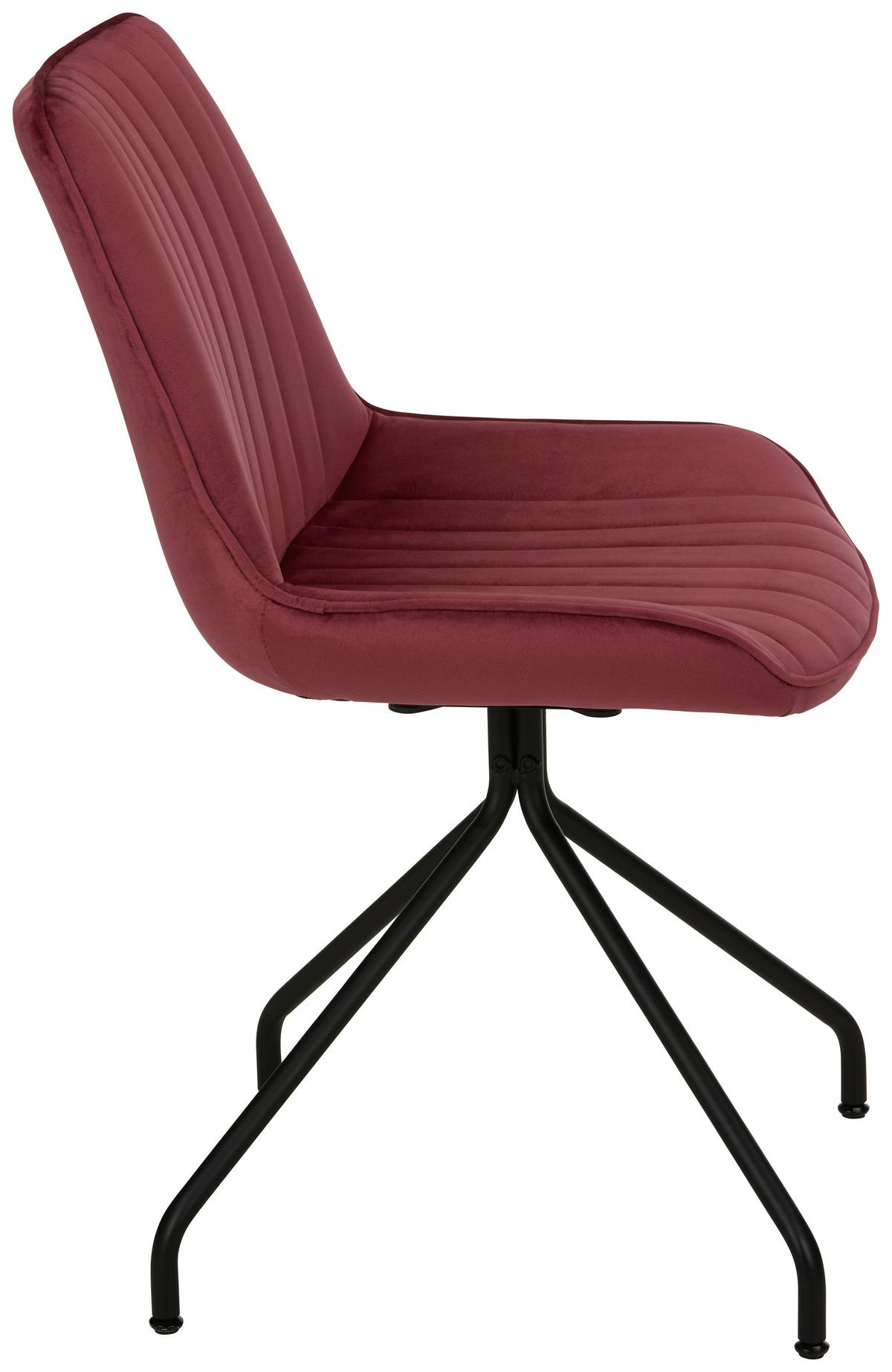 Stuhl Aus Samt In Rot - Rot/Schwarz, Modern, Textil/Metall (50/83,5/51cm) - Mömax