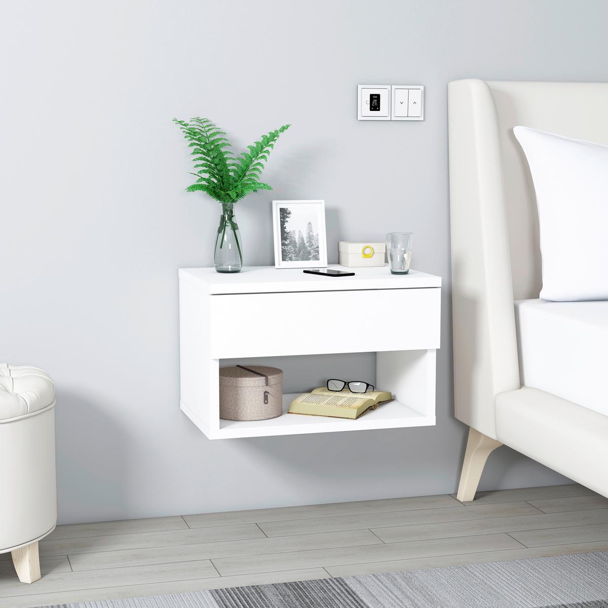 NACHTTISCH HESTIA - Weiss, Design, Holzwerkstoff (44,6/29/31,6cm) - MID.YOU