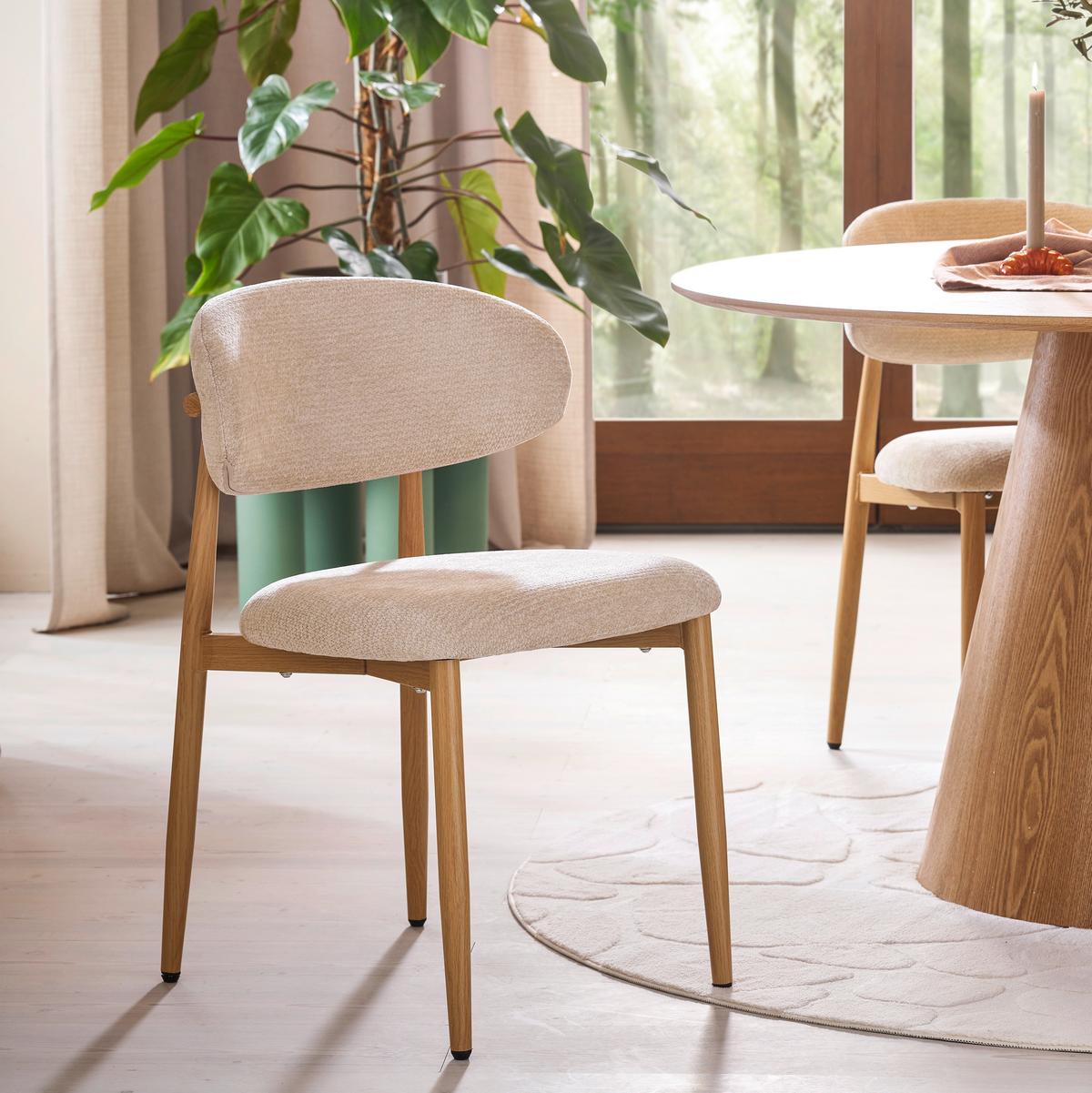 Stuhl Ida - Eichefarben/Beige, Design, Holz/Textil (50/80/57cm) - Mömax