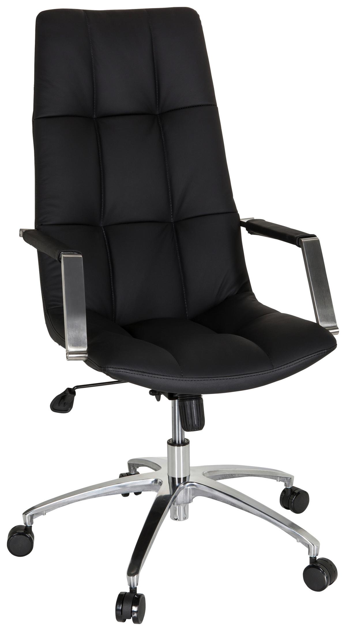 Vrtljivi Stol Saranto Pro, Črna, Pravo Usnje - črna, Moderno, kovina/umetna masa (58/115/74cm) - MID.YOU