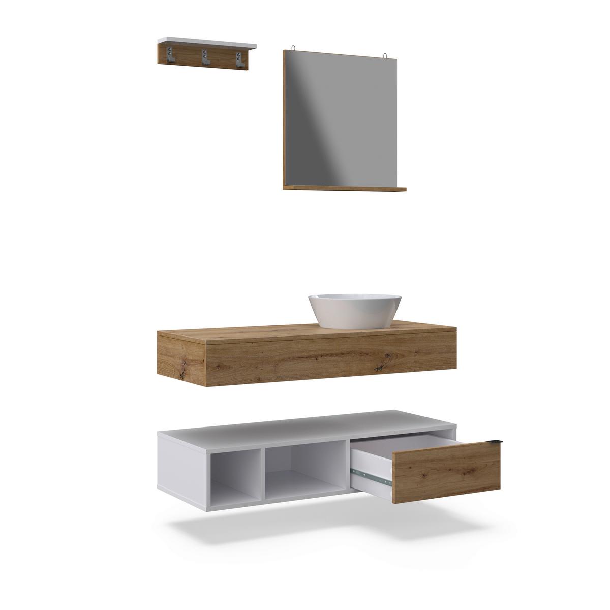 Badezimmer Wick 5 Tlg. Naturfarben/Weiß - Alufarben/Naturfarben, MODERN, Glas/Keramik - Bessagi Home