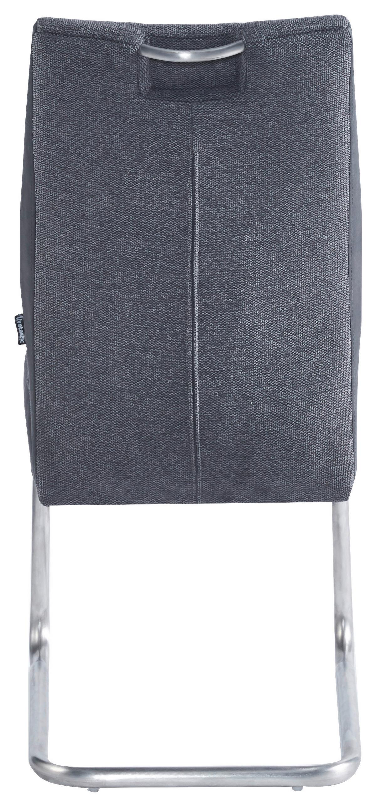 KRZESŁO NA PŁOZIE CEDRIC - kolor stalowy/szary, Design, metal/tkanina (44/97/60cm) - Carryhome