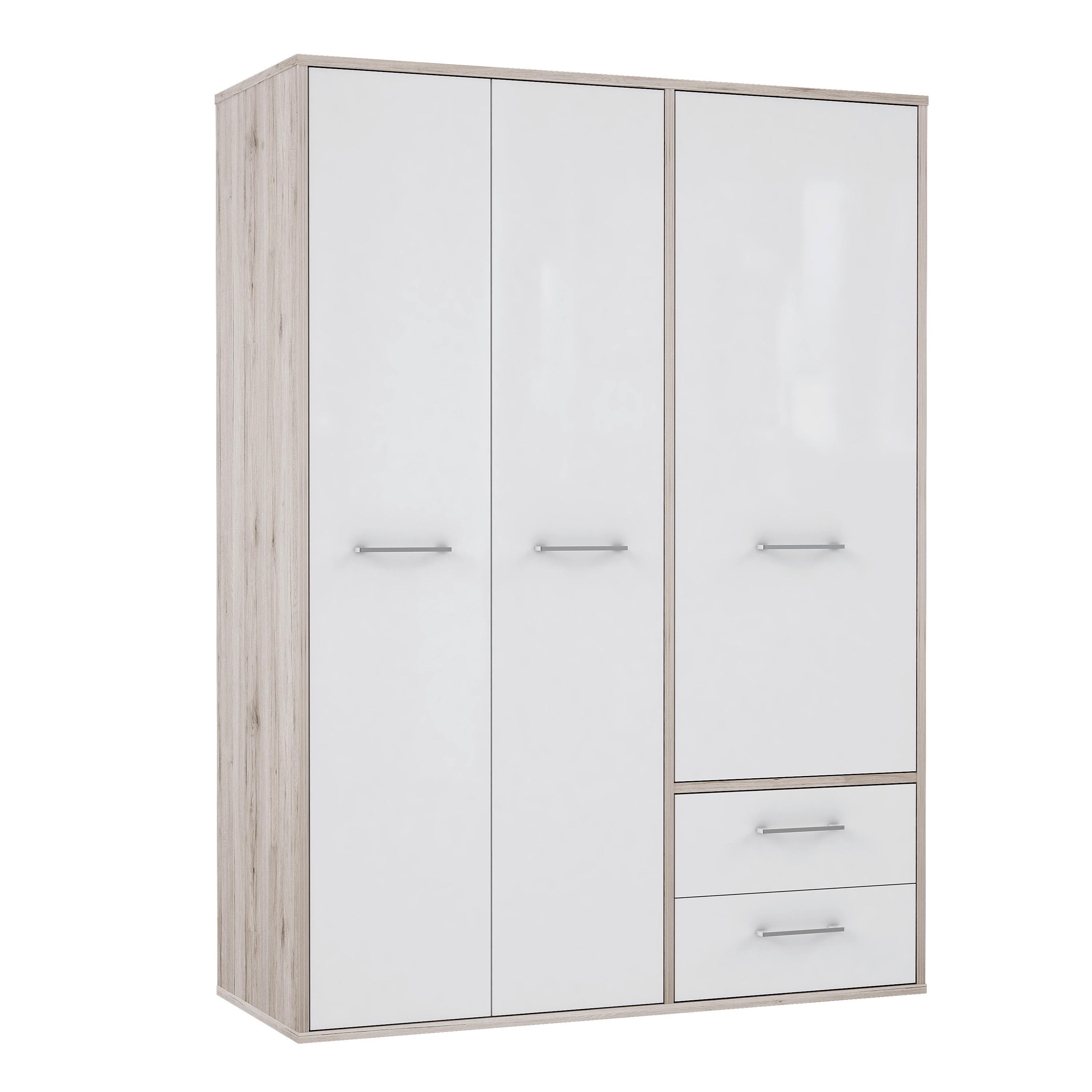 DULAP USI ROTATIVE JANDIA - alb/culoare lemn stejar, Konventionell, plastic/metal (147/201,5/60cm) - Modern Living