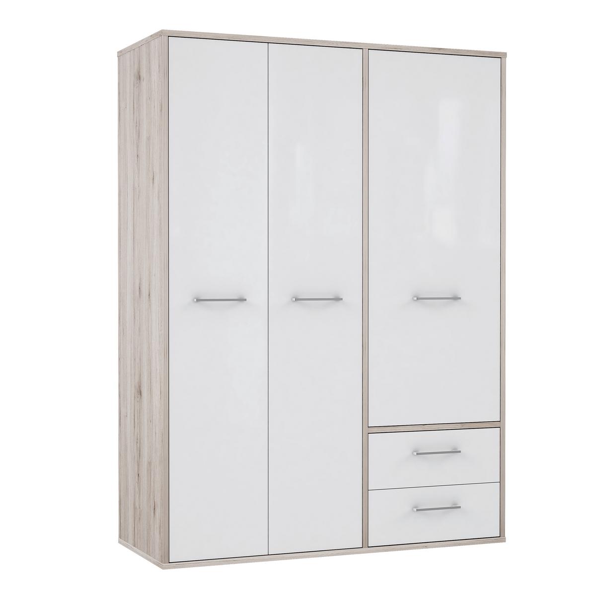 DULAP USI ROTATIVE JANDIA - alb/culoare lemn stejar, Konventionell, plastic/metal (147/201,5/60cm) - Modern Living