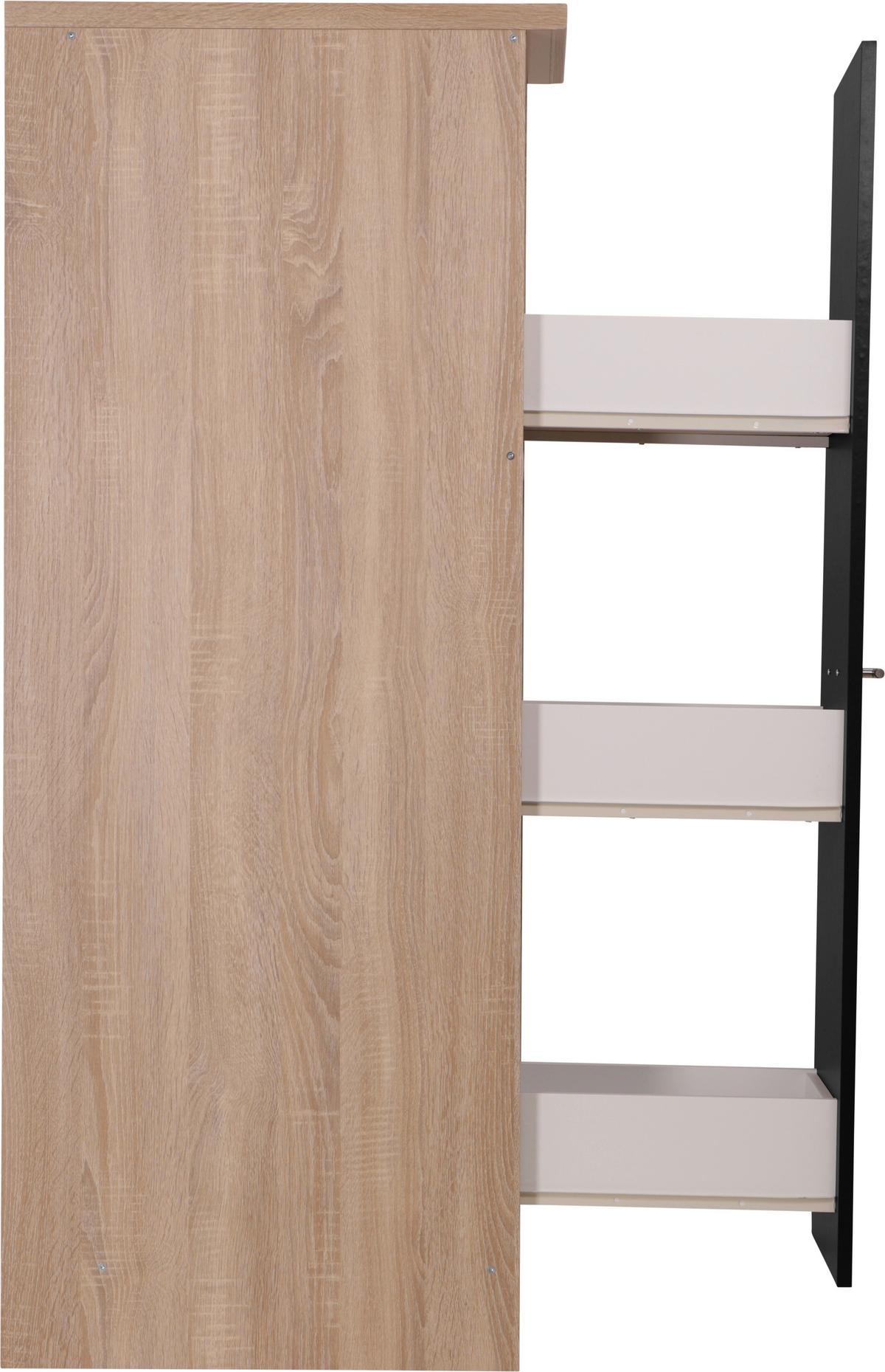 Izvlečna Omara Merle, Barva Hrasta, Črna - srebrne barve/črna, Basics, kovina/leseni material (30/144,8/60cm) - Respekta