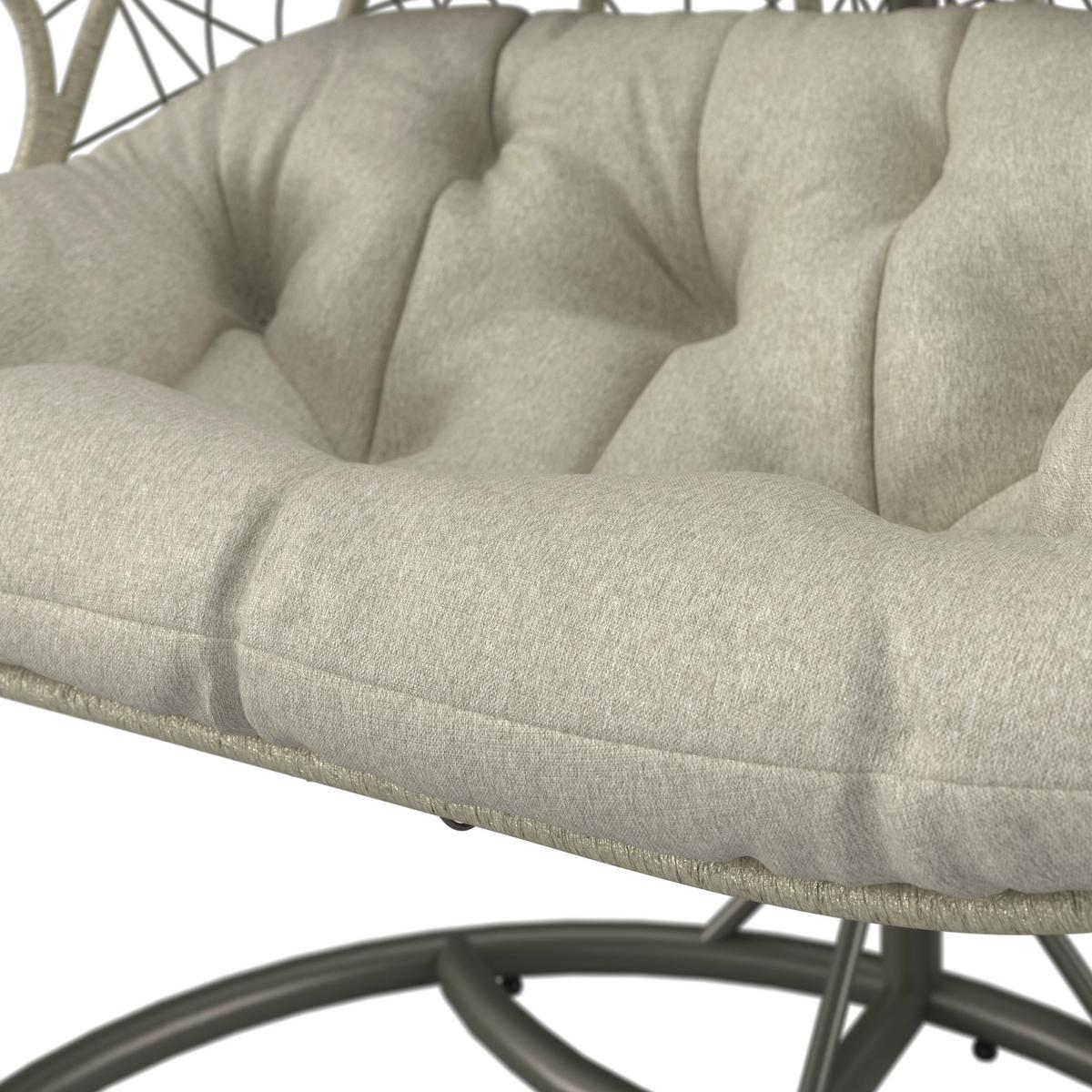 Hängesessel Enea Creme Metall/Kunststoff/Outdoorstoff - Creme/Grau, MODERN, Kunststoff/Textil (133/205/120cm) - Bessagi Garden