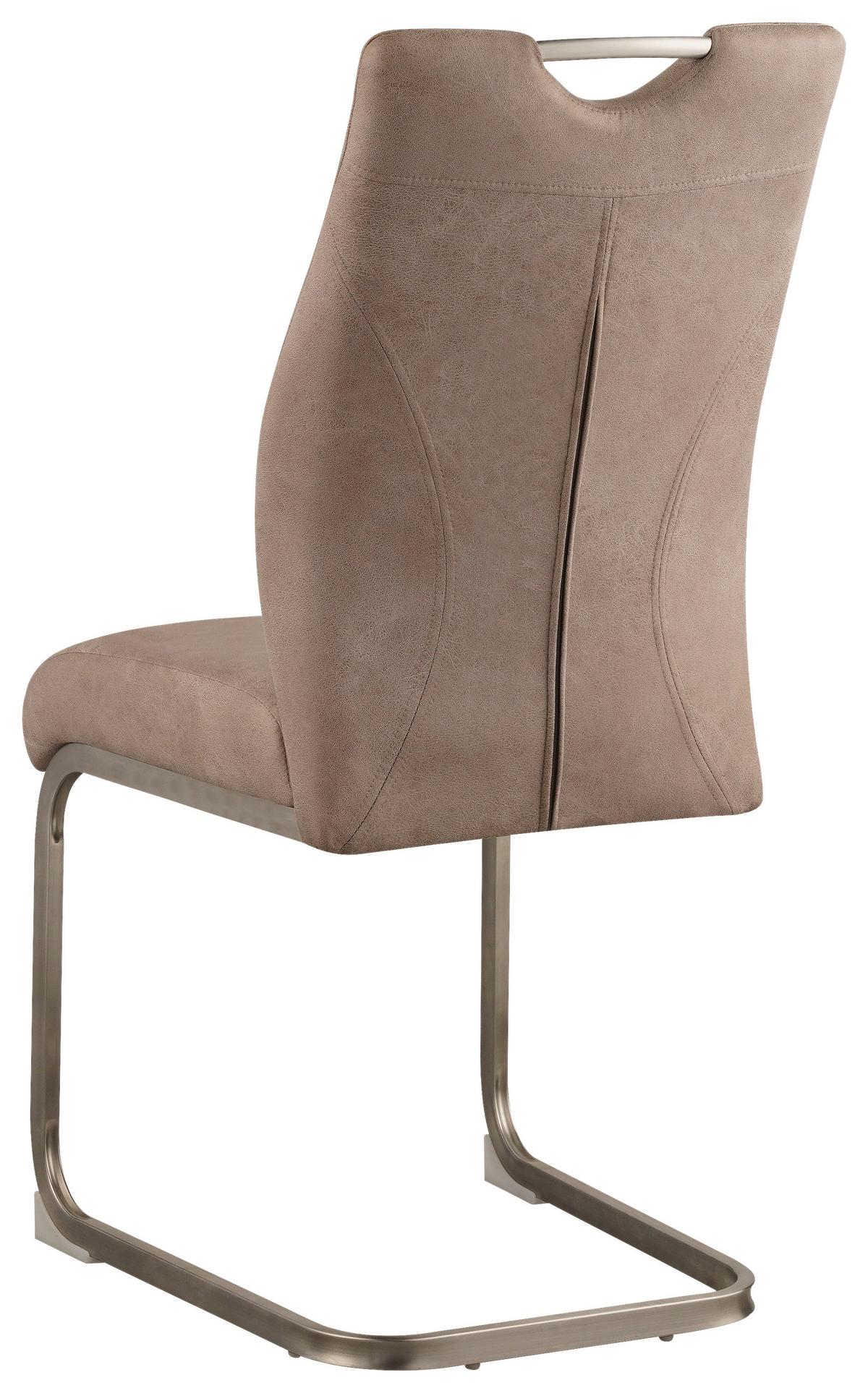 KRZESŁO NA PŁOZIE GUIDO - kolor naturalny/kolor stalowy, Design, metal/tkanina (43/97/57cm) - Carryhome