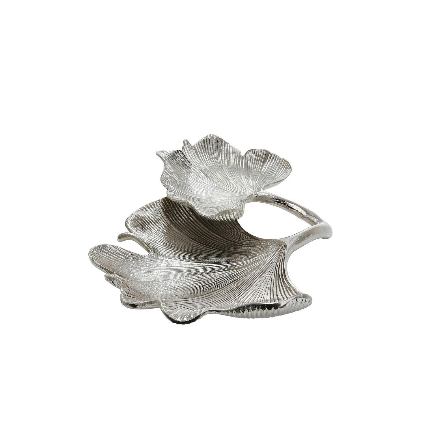 Dekoschale Ginkgo Silberfarben - Silberfarben, Basics, Metall (34/9,5/30cm)