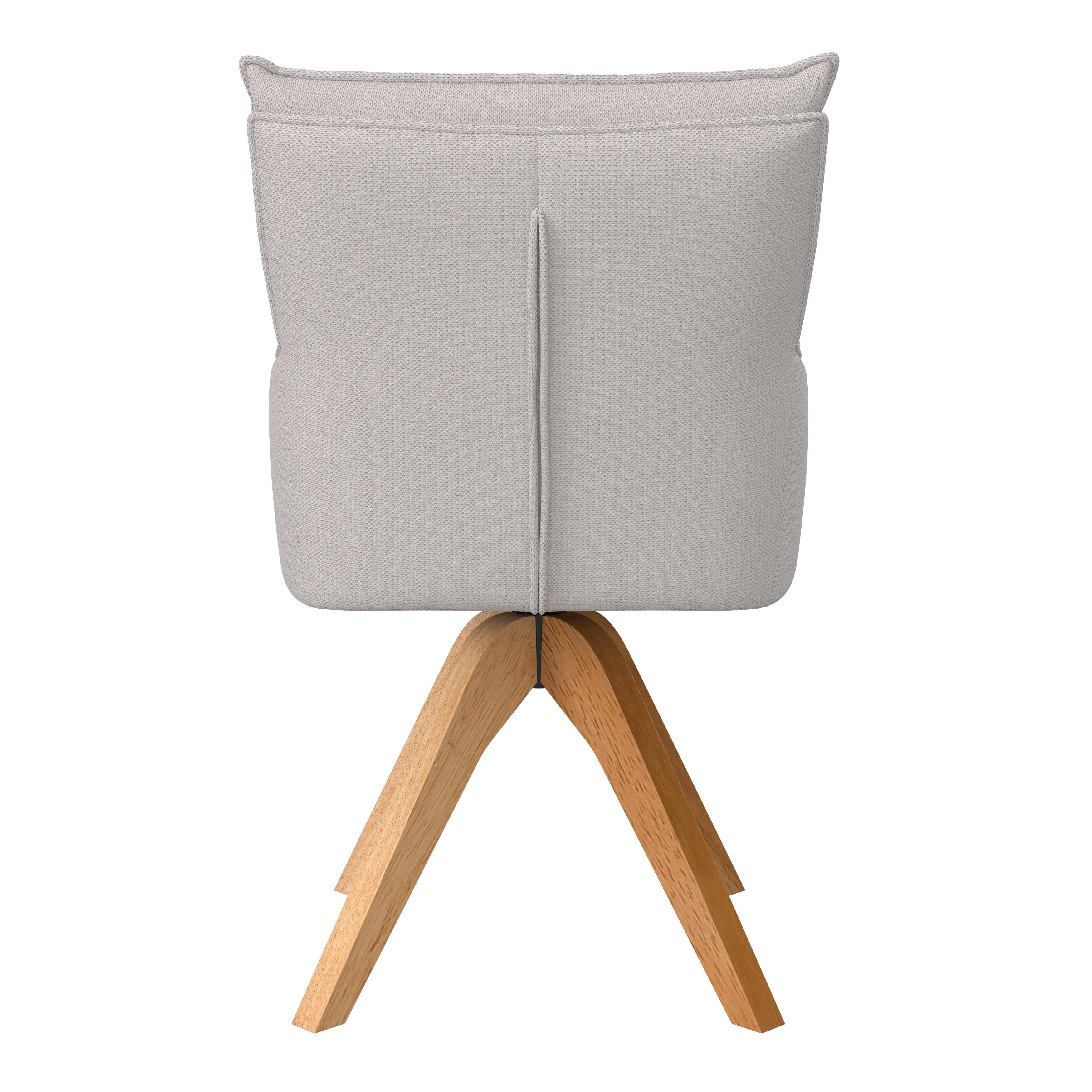 Armlehnstuhl Lorelei Hellgrau Webstoff Drehbar Gepolstert - Hellgrau/Naturfarben, MODERN, Holz/Textil (58/87/63cm) - Bessagi Home