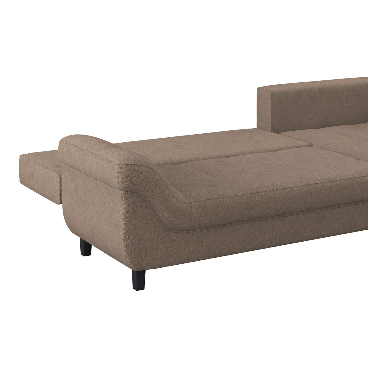 Kutna Garnitura Mendoza - siva/smeđa, Design, tekstil/drvo (309/197cm) - Modern Living