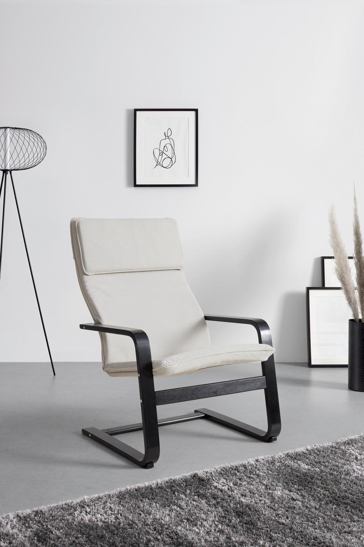 Schaukelstuhl Manu II in Creme/Schwarz - Creme/Schwarz, MODERN, Holz/Textil (67/100/84cm) - Based
