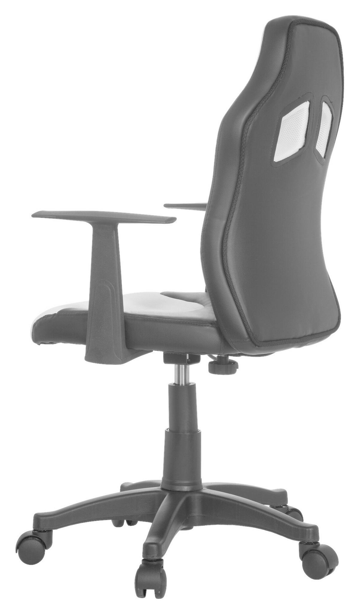 Jugenddrehstuhl Kid Racer ca.54x90-100x48cm Weiß,Schwarz - Schwarz/Weiß, Basics, Kunststoff (54/90-100/48cm) - MID.YOU