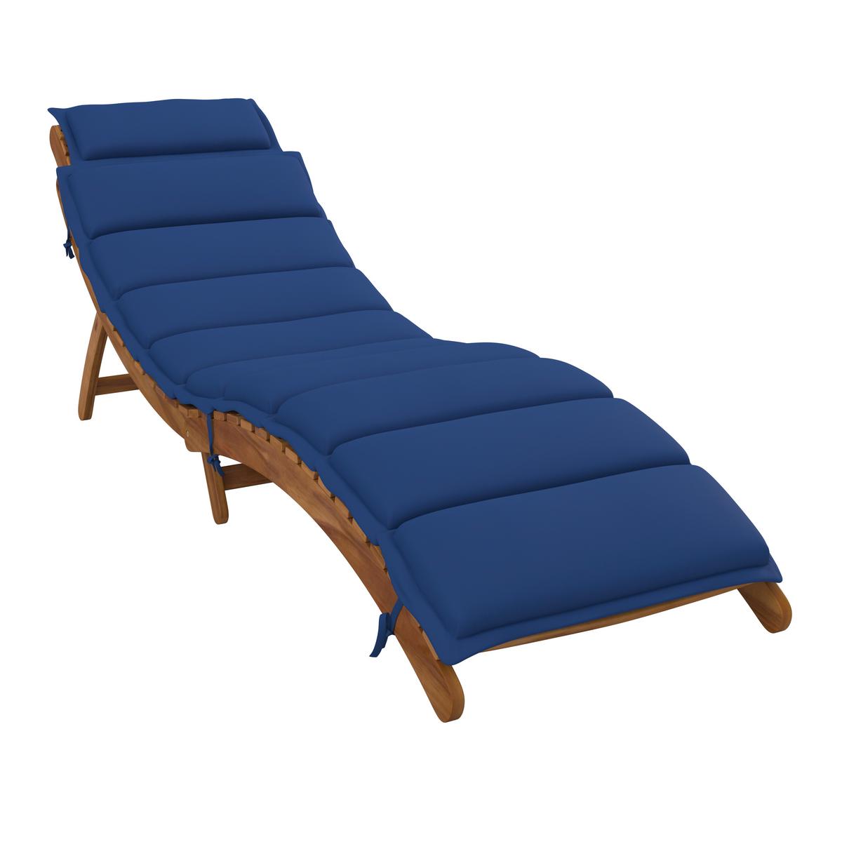 Gartenliege Bora Dunkelblau Akazie/Outdoorstoff - Dunkelblau, MODERN, Holz/Textil (180/54/62cm) - Bessagi Garden