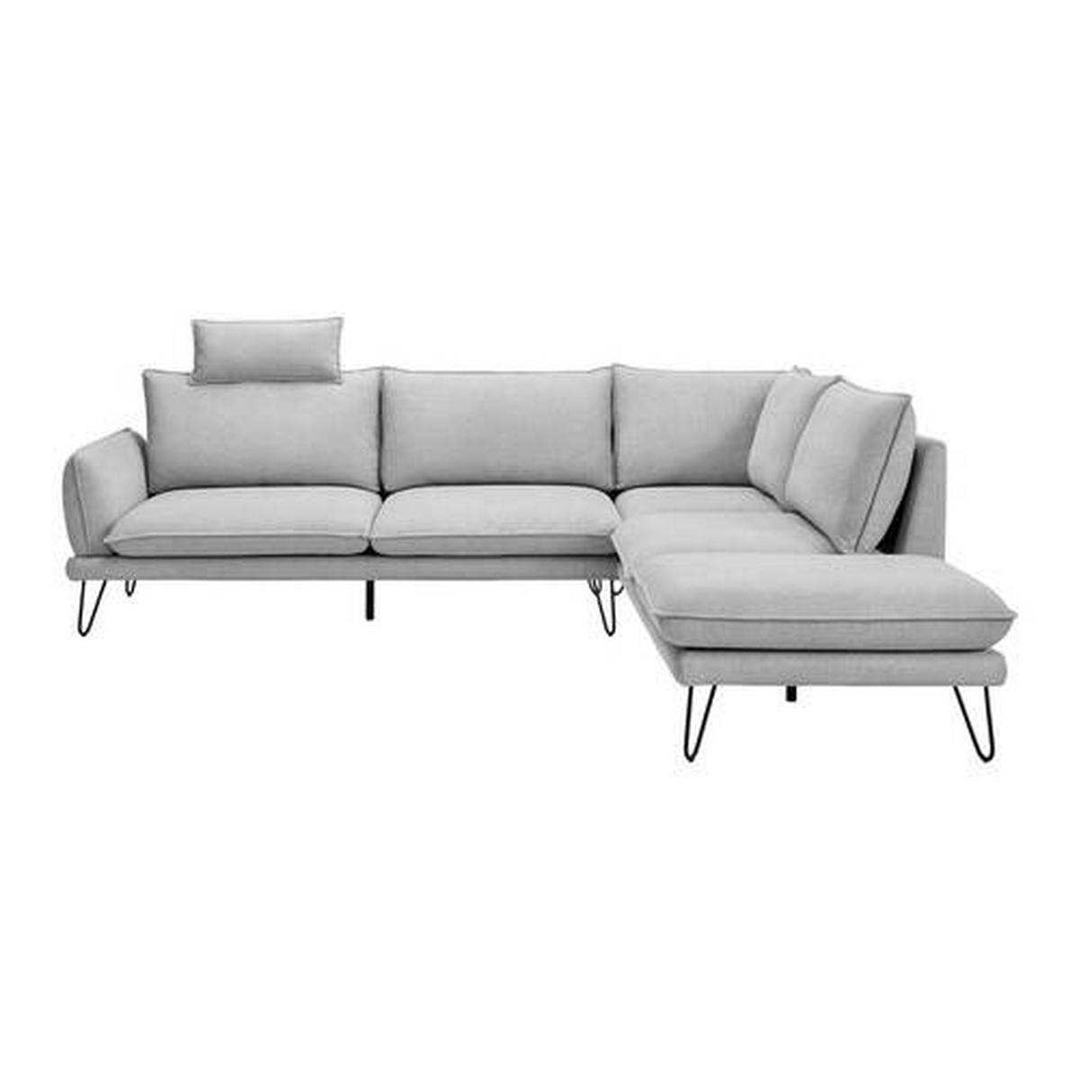 Wohnlandschaft hellgrau, "Malia" - Hellgrau/Schwarz, Modern, Holz/Textil (268/103/234cm) - Bessagi Home