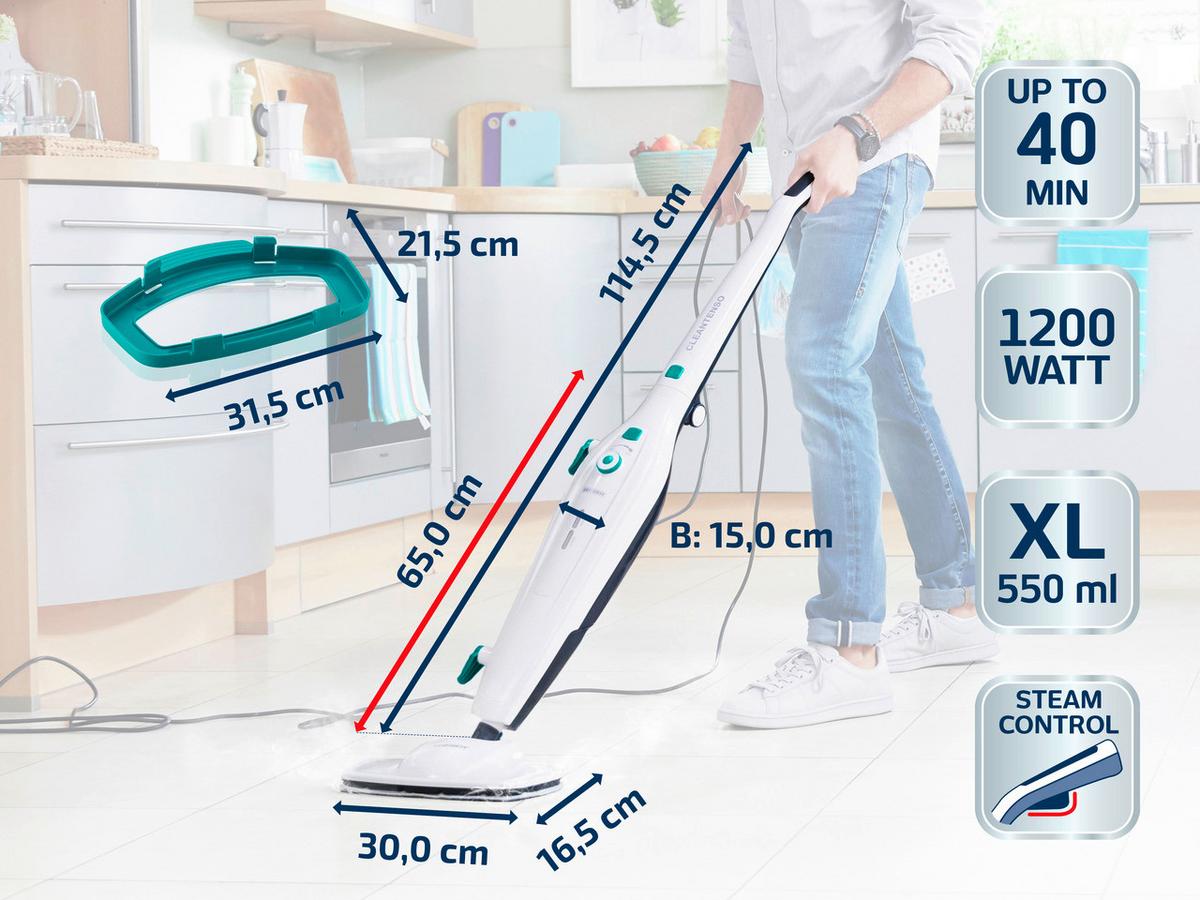 OCZYSZCZACZ PAROWY 11910 - biały, Basics, tworzywo sztuczne (27,6/26,5/67cm) - Leifheit