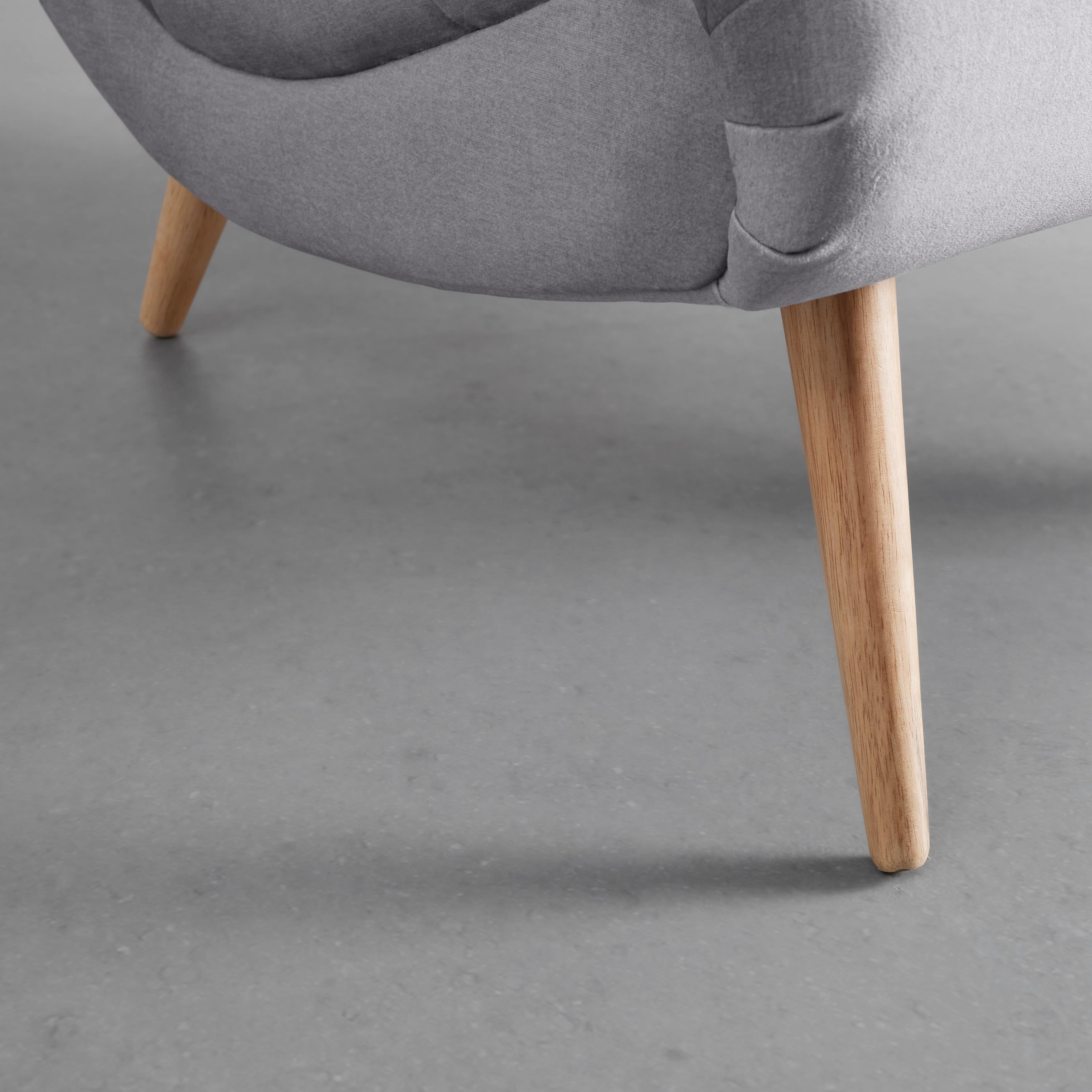 Sessel Jan Hellgrau Samt - Hellgrau/Naturfarben, MODERN, Holz/Textil (74/102/90cm) - Bessagi Home